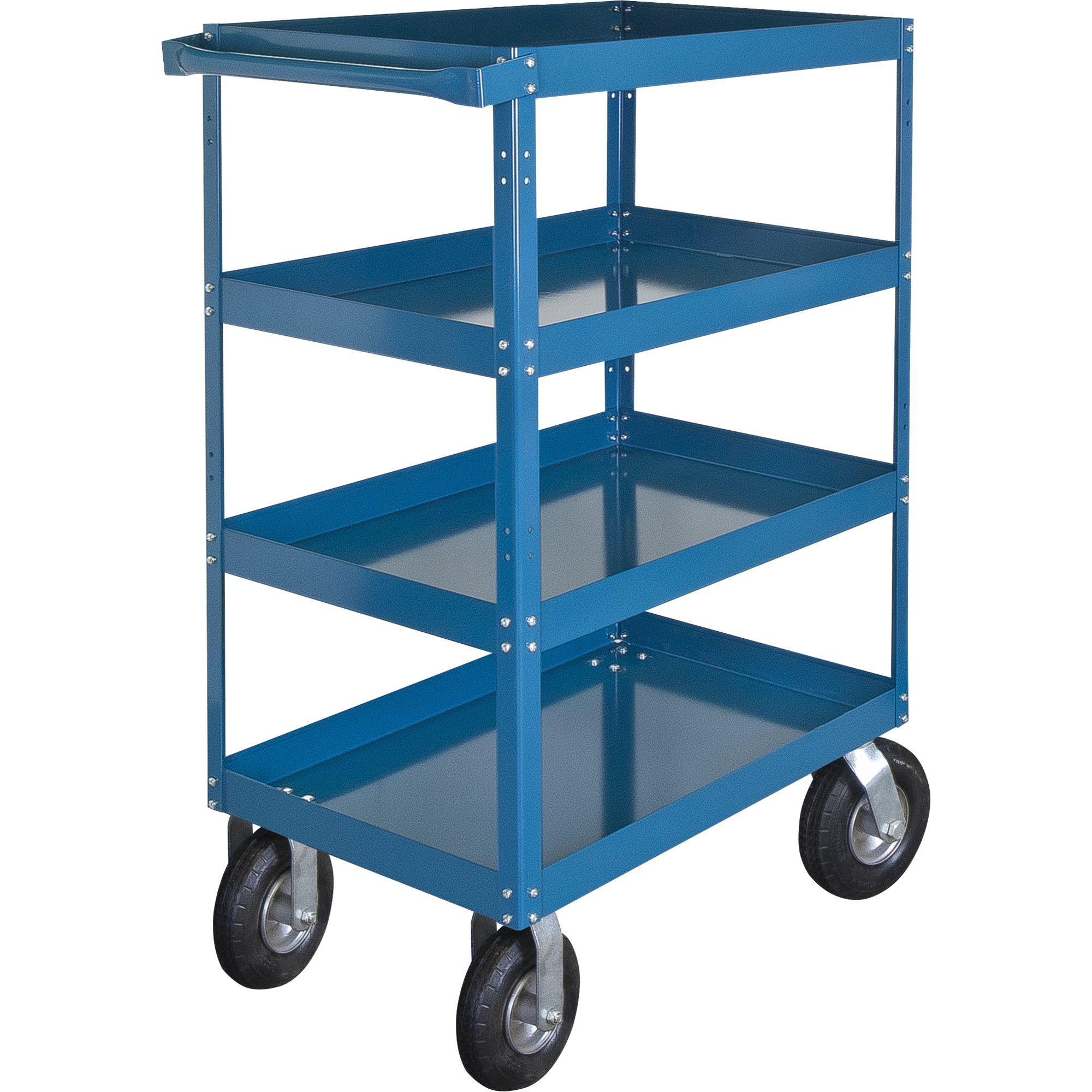 Chariots à tablette, 4 Tiers, 24" la x 52" h x 48" p, Capacité 900 lb