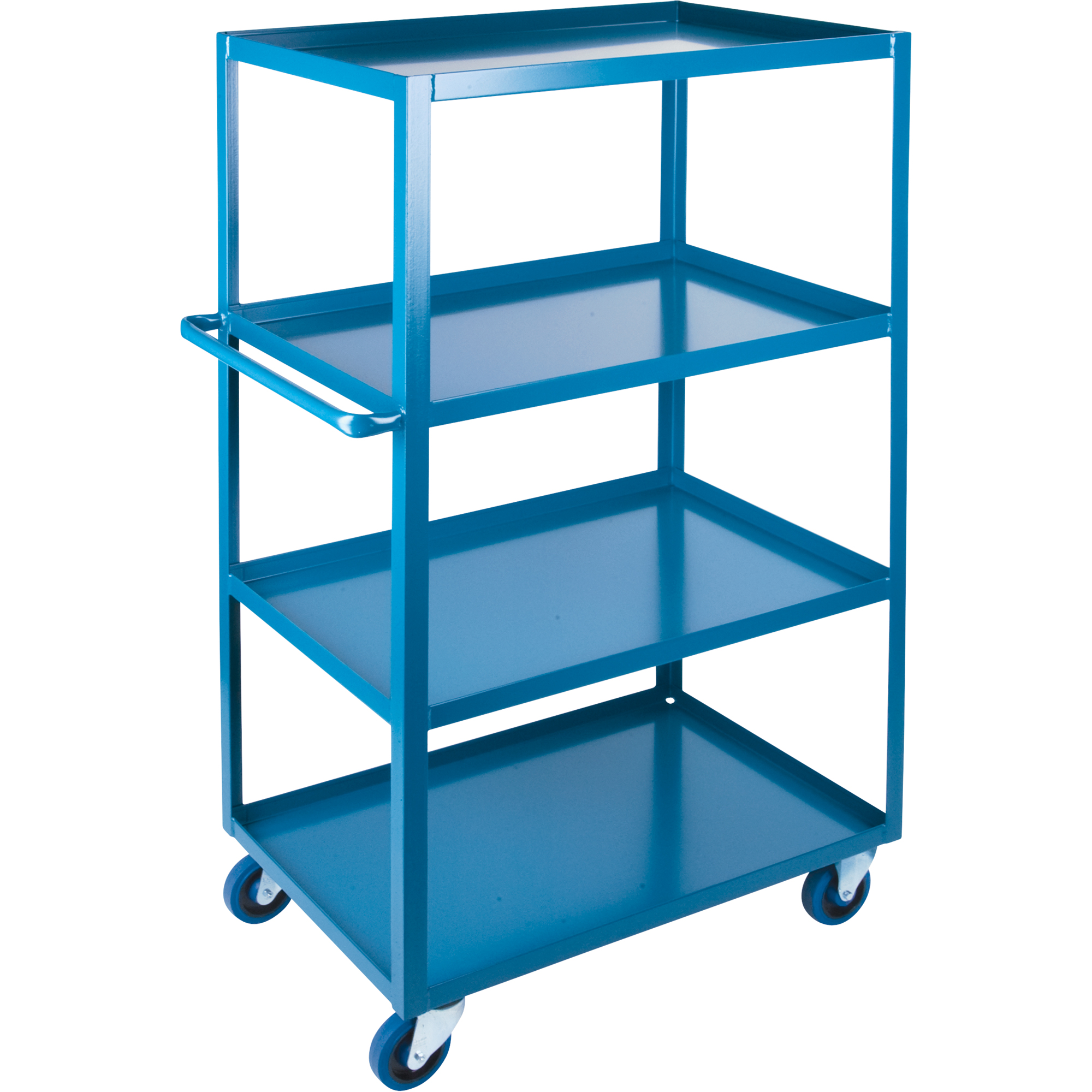 Chariots à tablettes robustes, 4 Tiers, 18" la x 61" h x 33" p, Capacité 1200 lb
