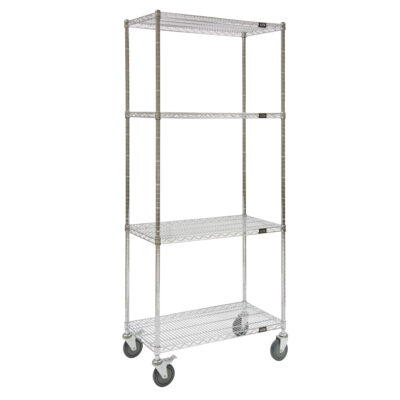 Chariots en treillis métallique, Chromé, 48" x 69" x 24", Capacité 800 lb