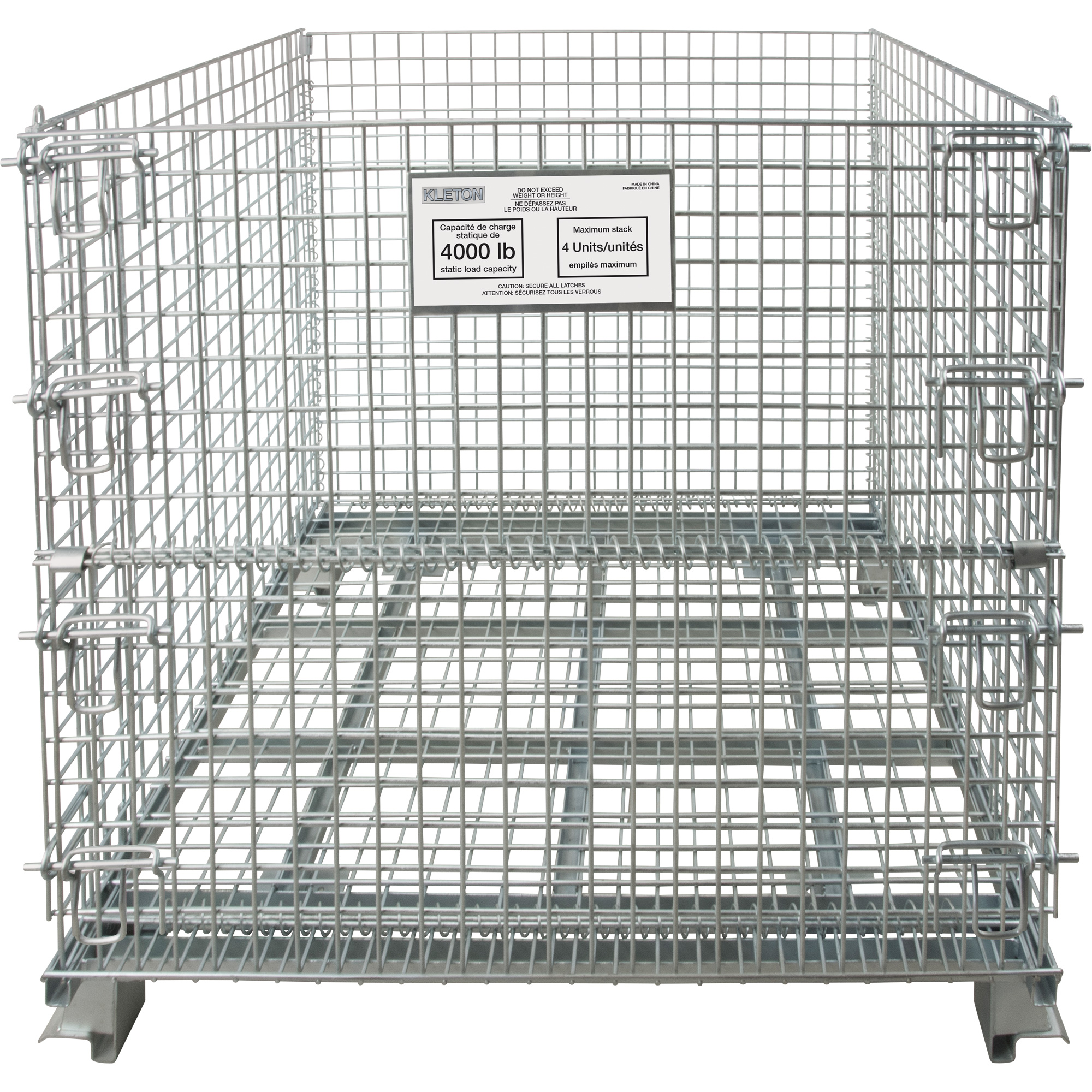 Conteneur repliable en métal grillagé, 40" la x 32" p x 34" h, Capacité de 4000 lb