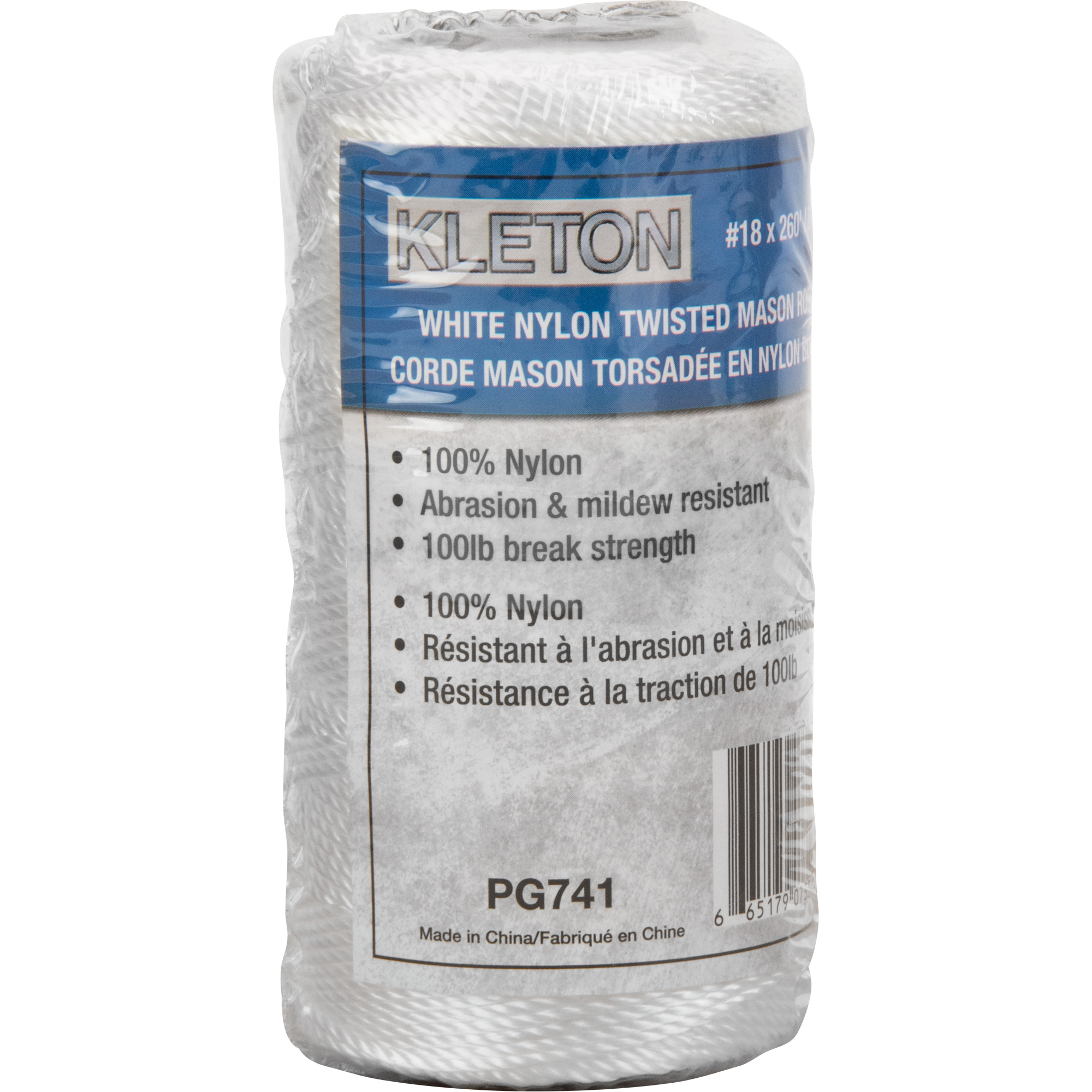Corde Mason torsadée no 18, Nylon, 260'