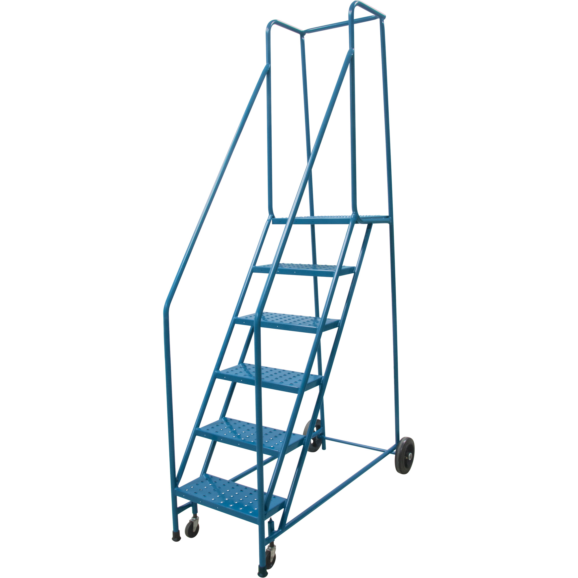 Escabeau roulant, 6 marches, Largeur de la marche 18", Hauteur de la plateforme 55", Acier