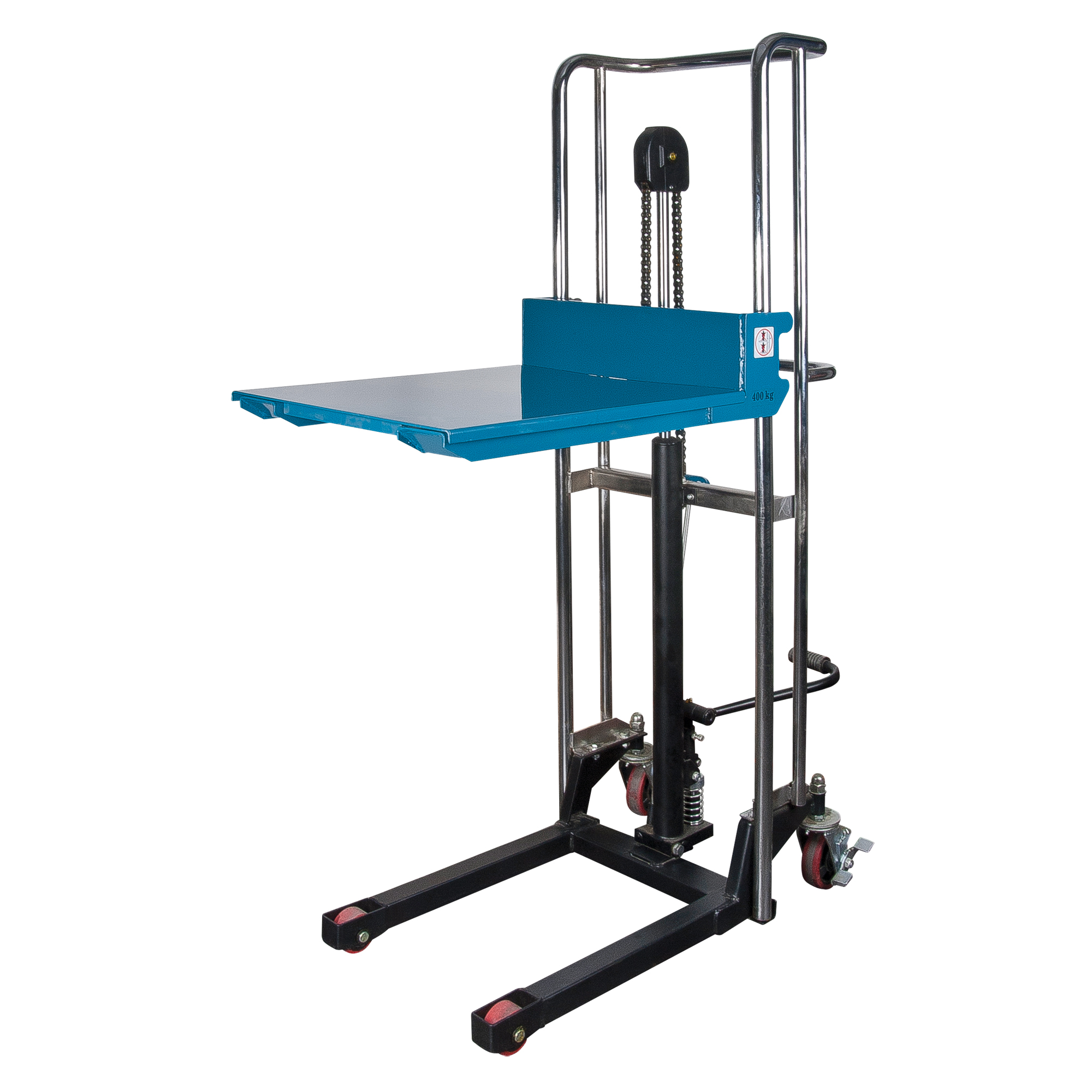 Gerbeur hydraulique à plateforme, Mécanisme Pompe au pied, Capacité de 880 lb, Levage max de 60"