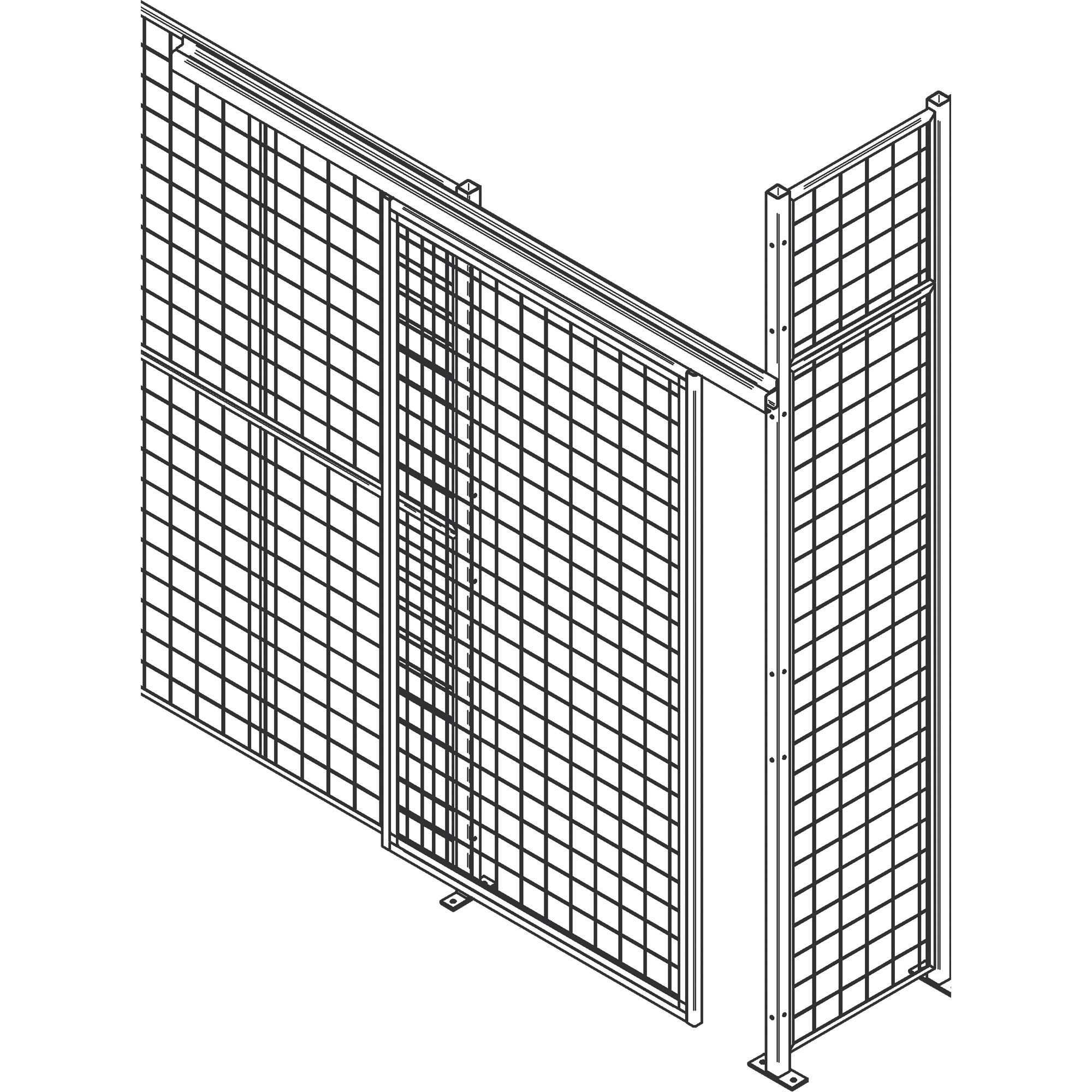 Porte à glissière robuste pour cloison en treillis métallique, 4' la x 8' h