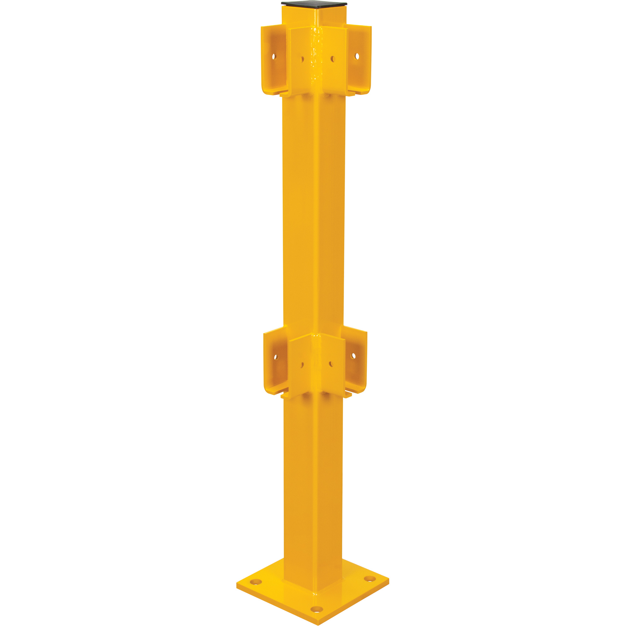 Poteau de coin pour garde-corps légers, Acier, 42" h, Jaune sécurité OSHA