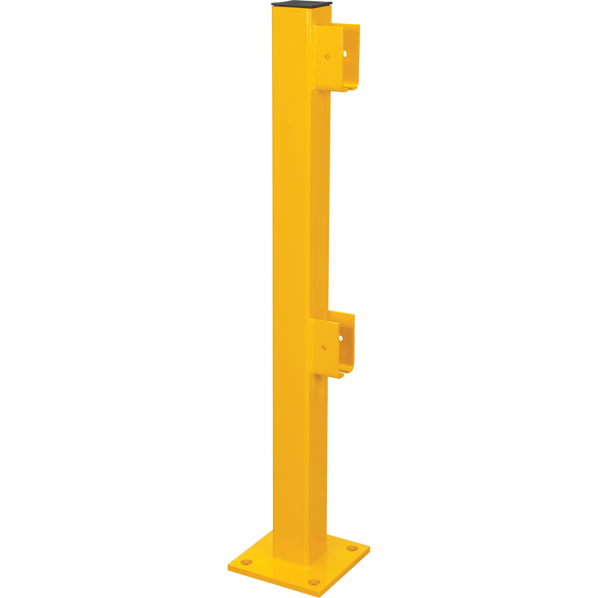 Poteau d'extrémité pour garde-corps légers, Acier, 42" h, Jaune sécurité OSHA