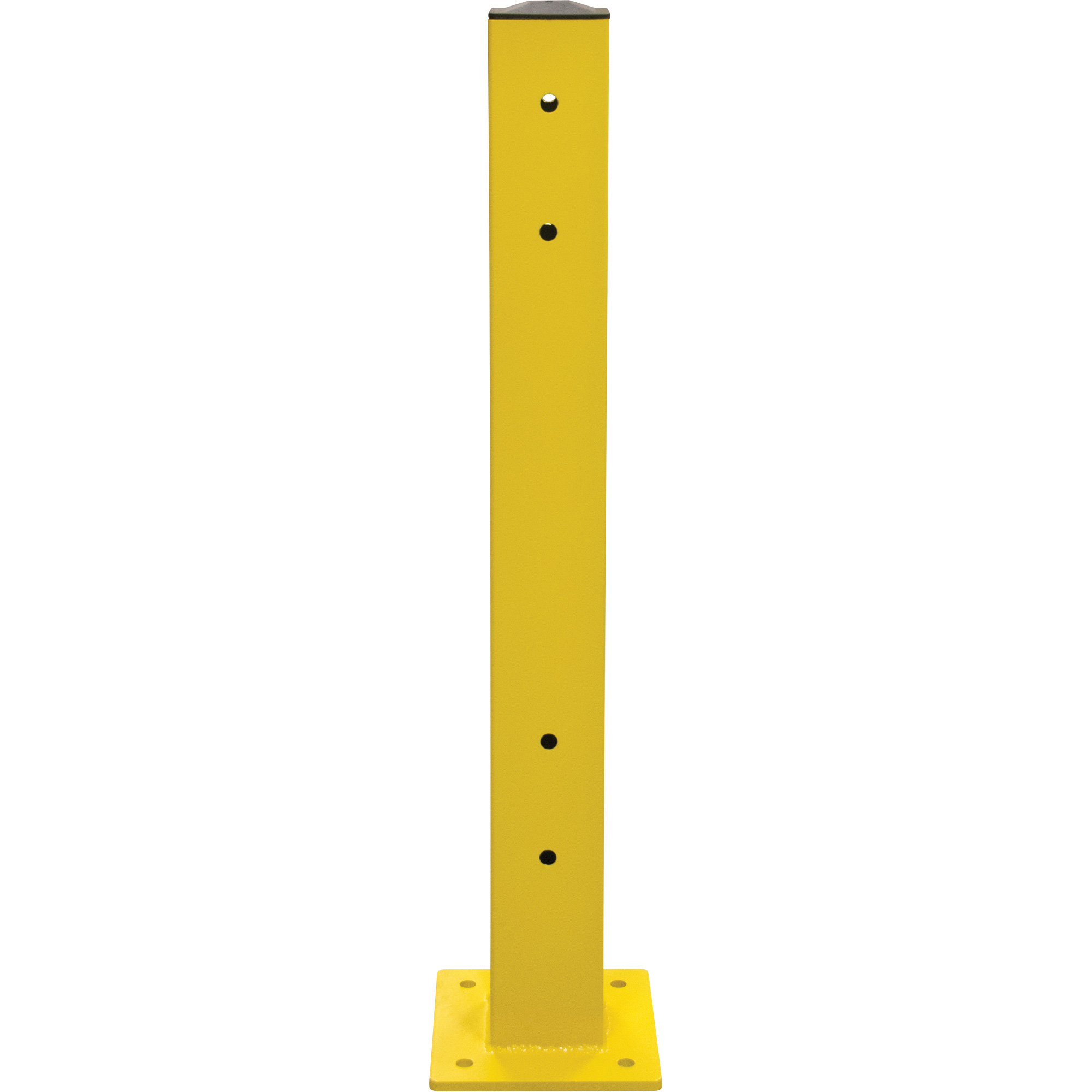 Poteau double pour barrière de sécurité, Acier, 5" lo x 44" h, Jaune sécurité OSHA
