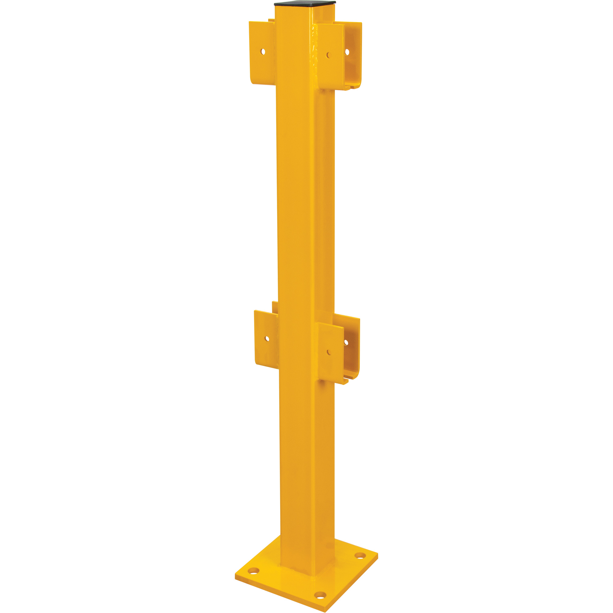 Poteau en ligne pour garde-corps légers, Acier, 42" h, Jaune sécurité OSHA
