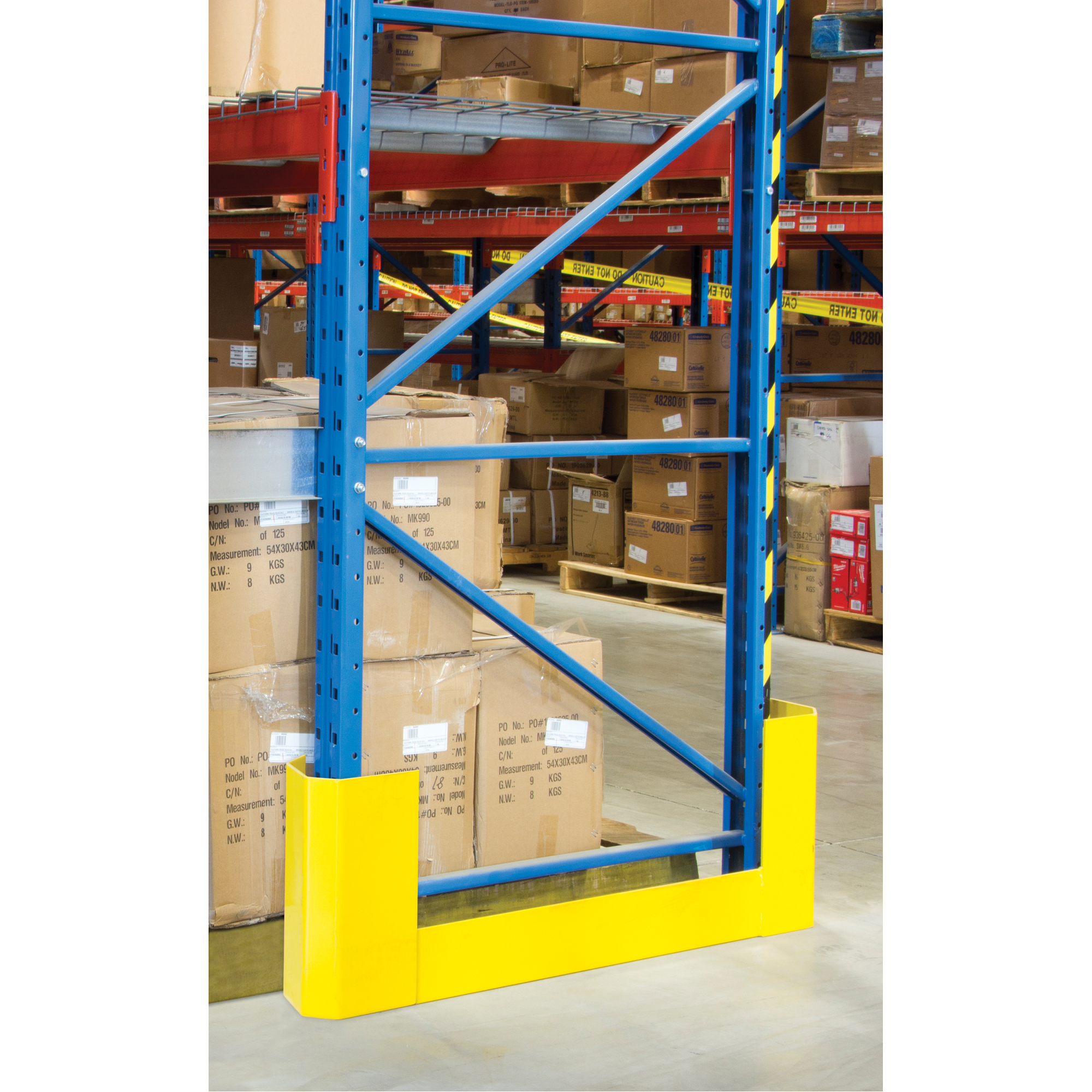 Protecteurs d'allées de rayonnages, 3" la x 47" lo x 16" h, Jaune sécurité OSHA