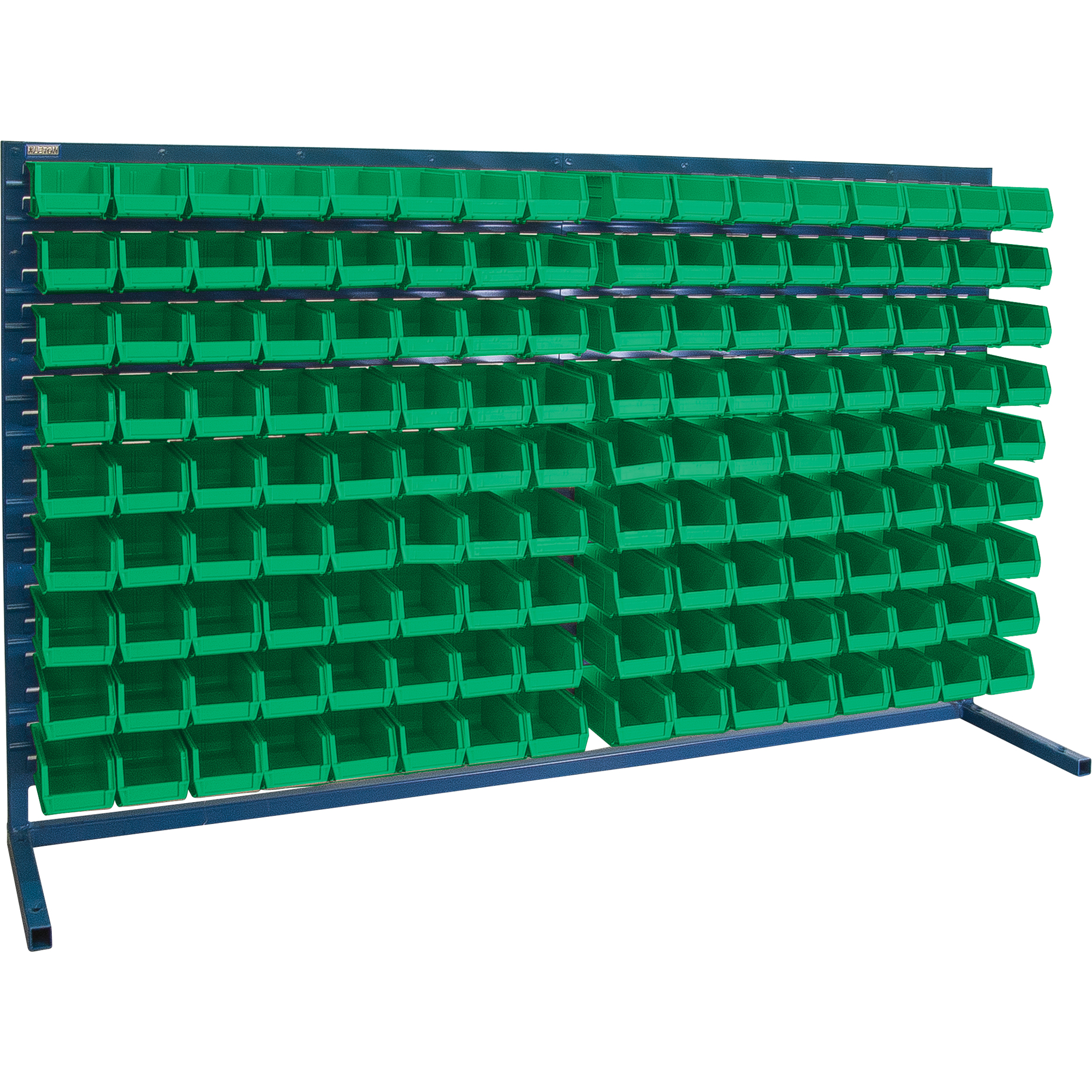 Rayonnage à persienne avec bacs, 144 bacs, 72" la x 15" p x 40" h