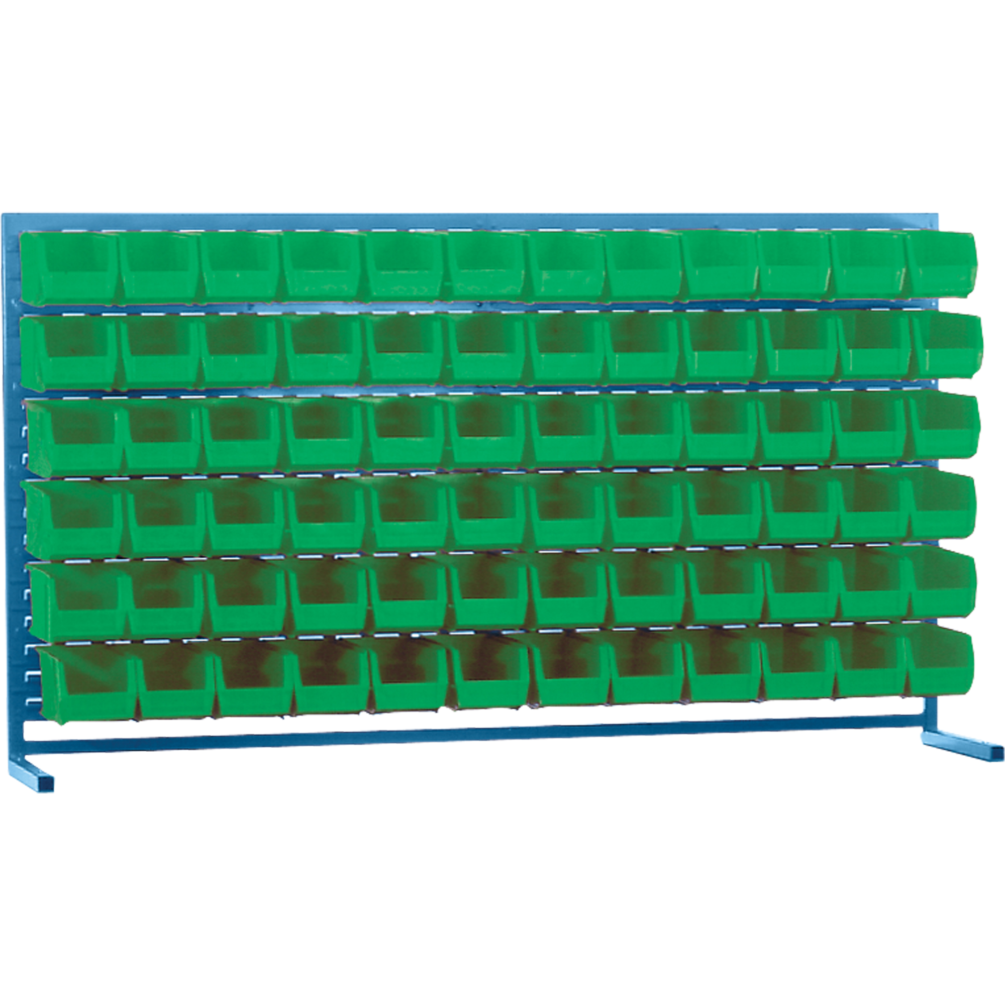 Rayonnage à persienne avec bacs, 72 bacs, 72" la x 15" p x 40" h