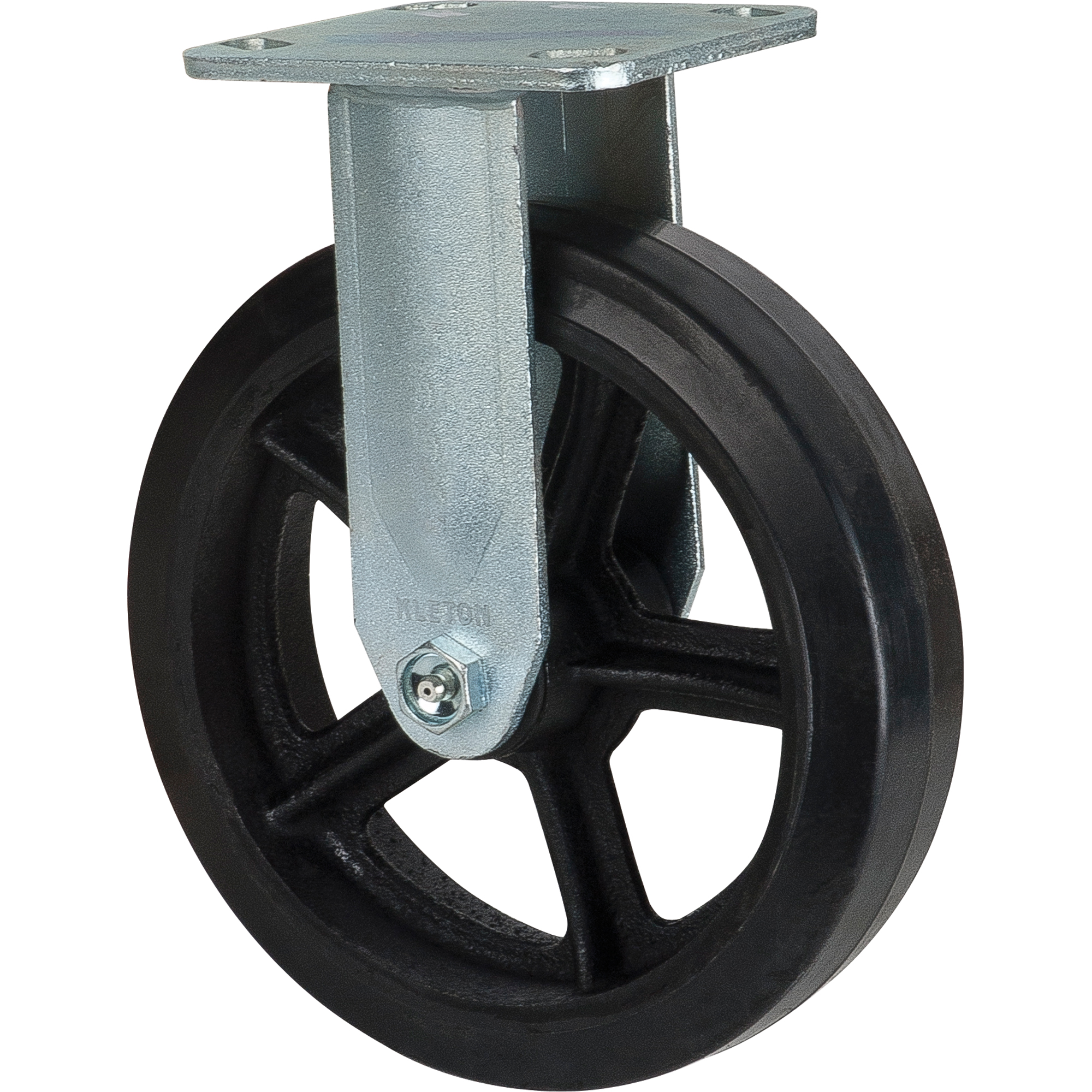 Roulette moulé, Fixe, 8" (203,2 mm), Caoutchouc, 660 lb (299 kg)