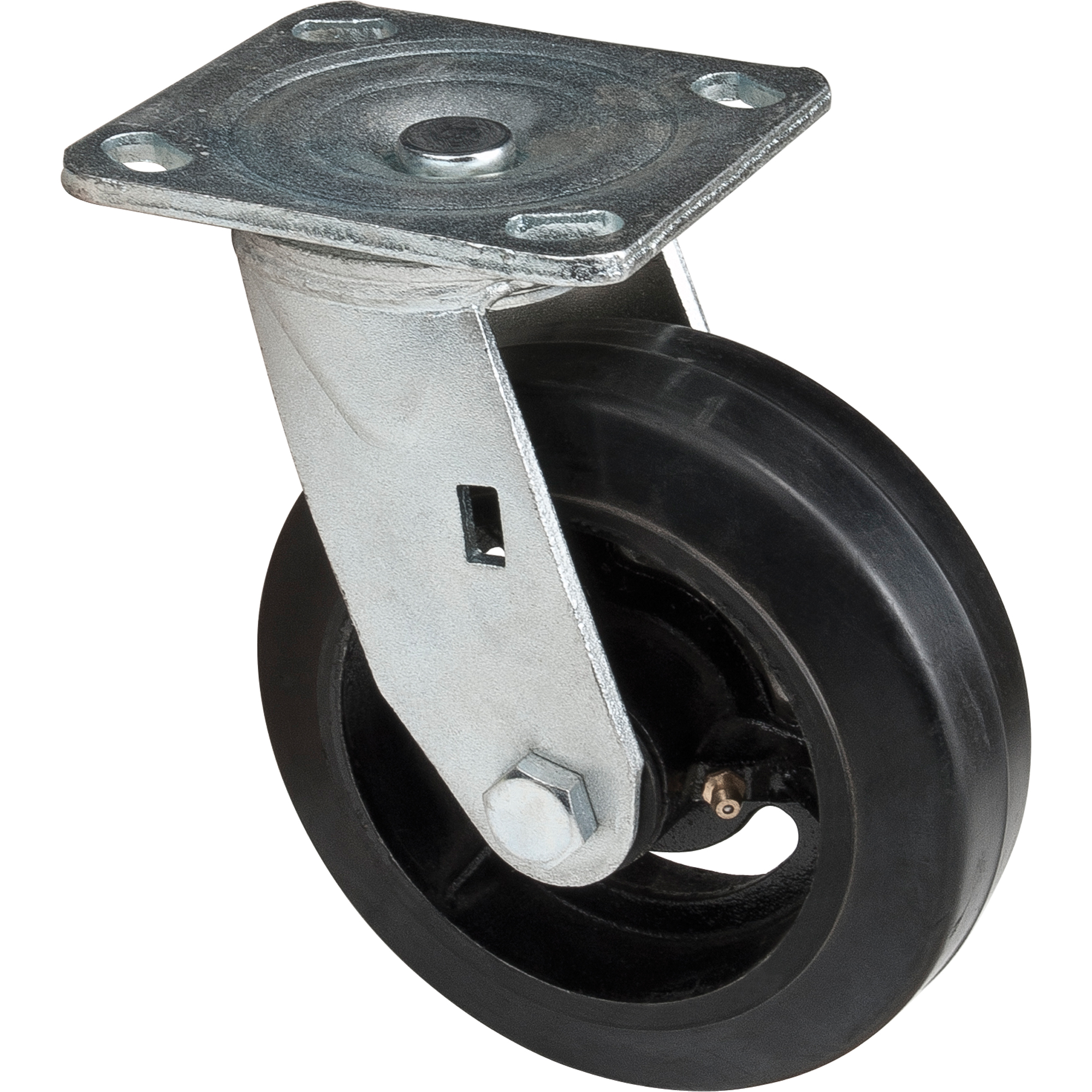 Roulette moulé, Pivotant, 6" (152,4 mm), Caoutchouc, 550 lb (249 kg)