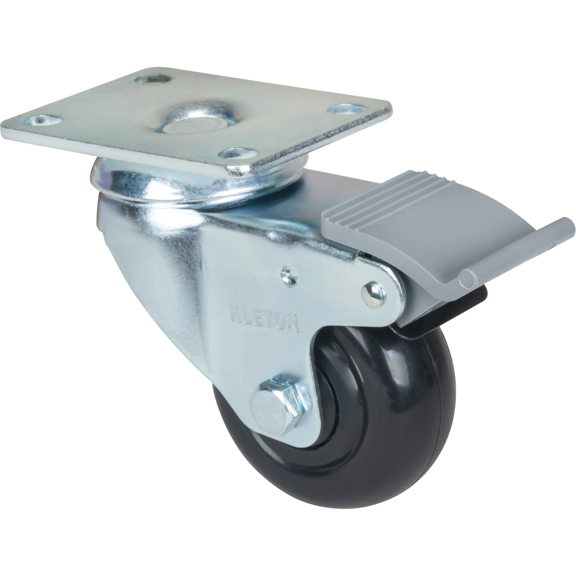 Roulette, Pivotant avec frein, 3" (76,2 mm), Polyoléfine, 250 lb (113,4 kg)