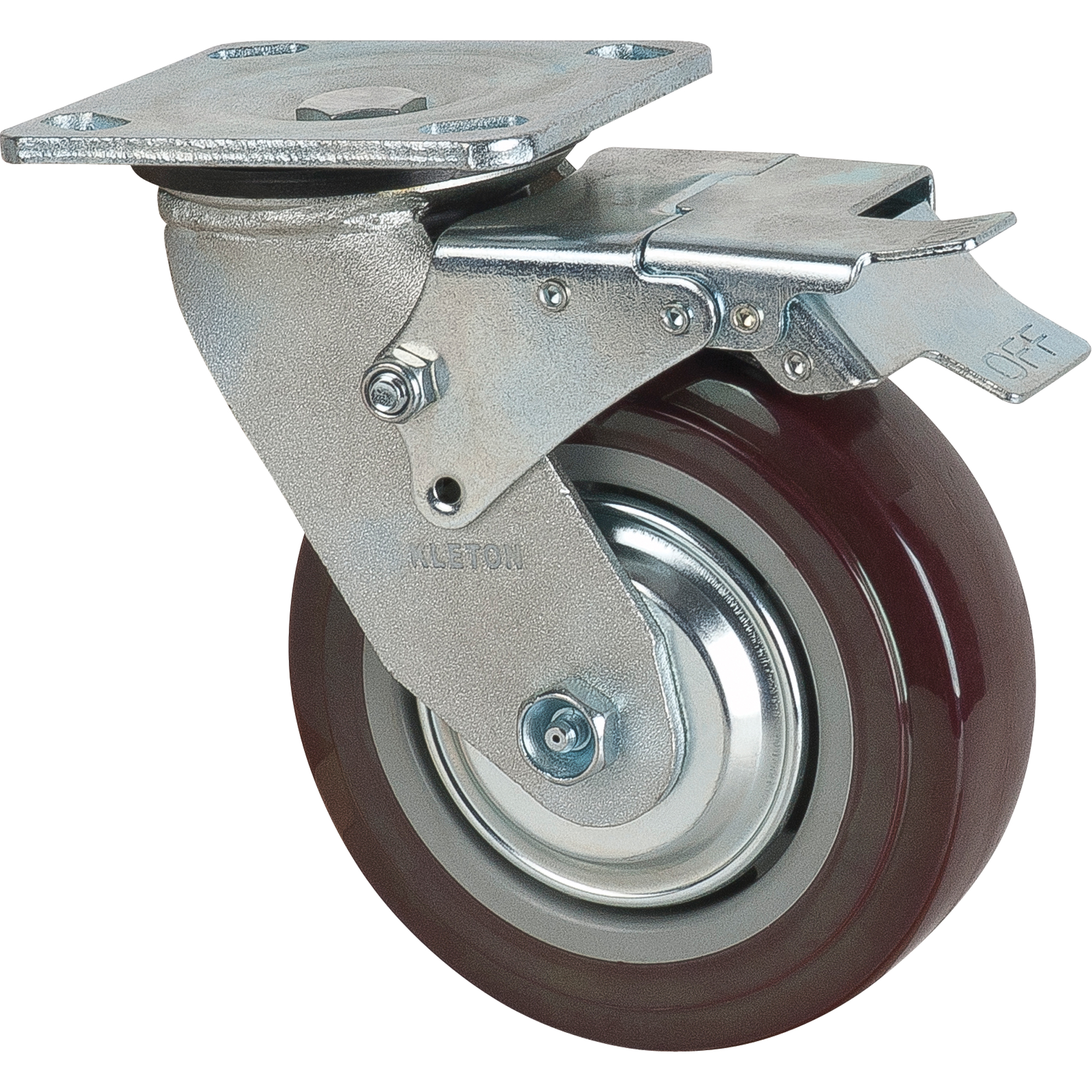 Roulette, Pivotant avec frein, 6" (152,4 mm), Polyuréthane, 850 lb (385 kg)
