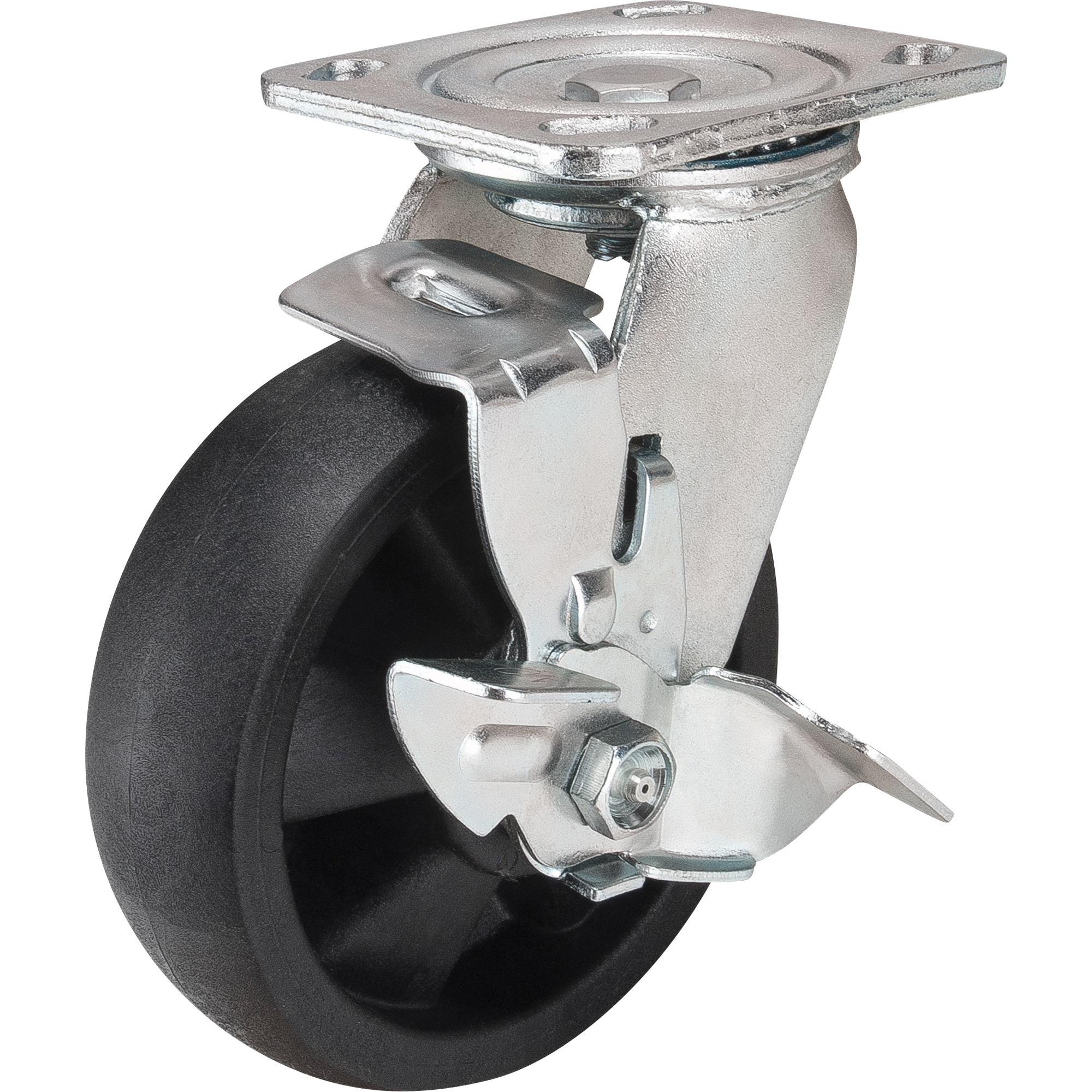 Roulettes haute température, Pivotant avec frein, 6" (152,4 mm), Nylon, 880 lb (399 kg)