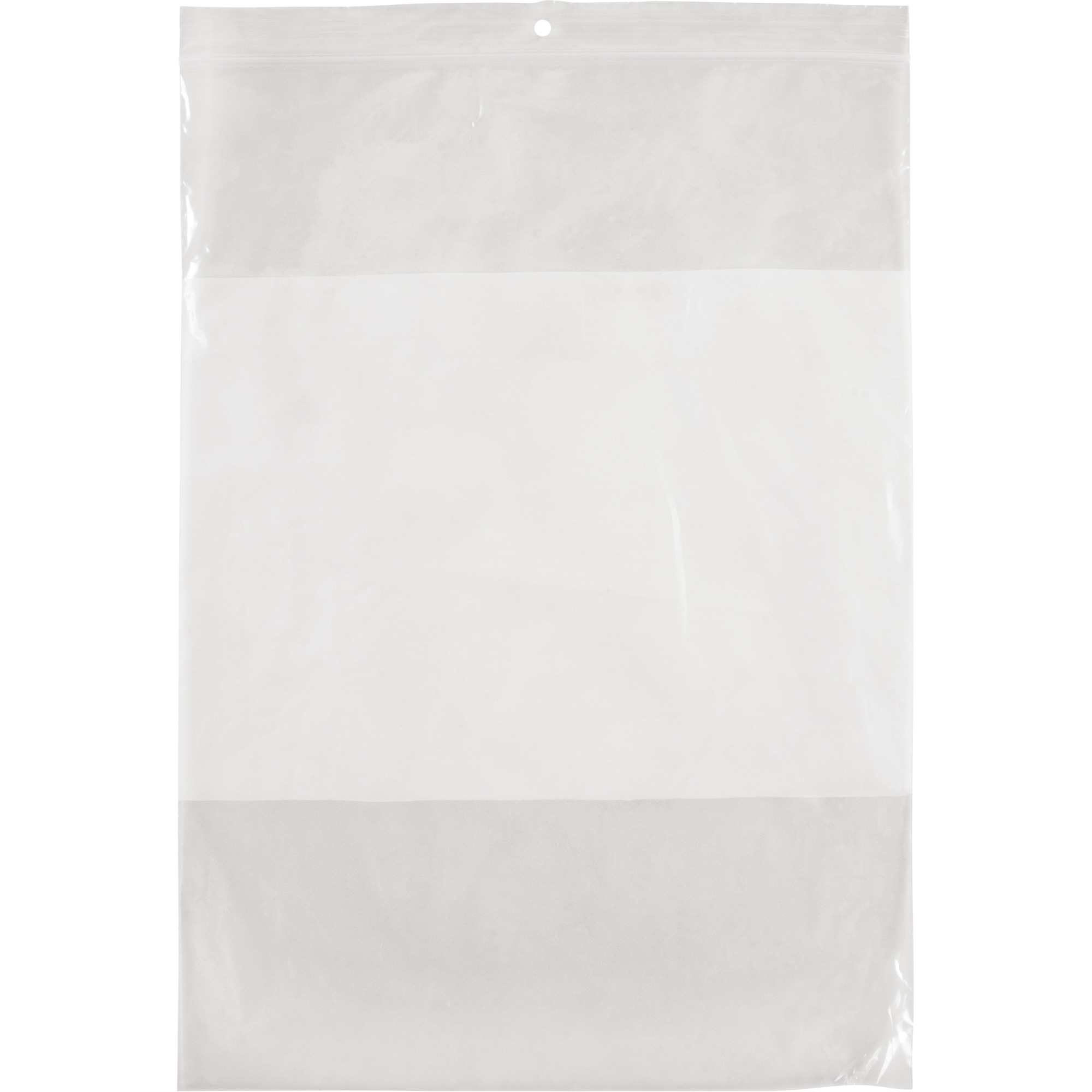 Sacs en poly avec espace inscriptible blanc, Refermable, 12" x 9", 2 mils