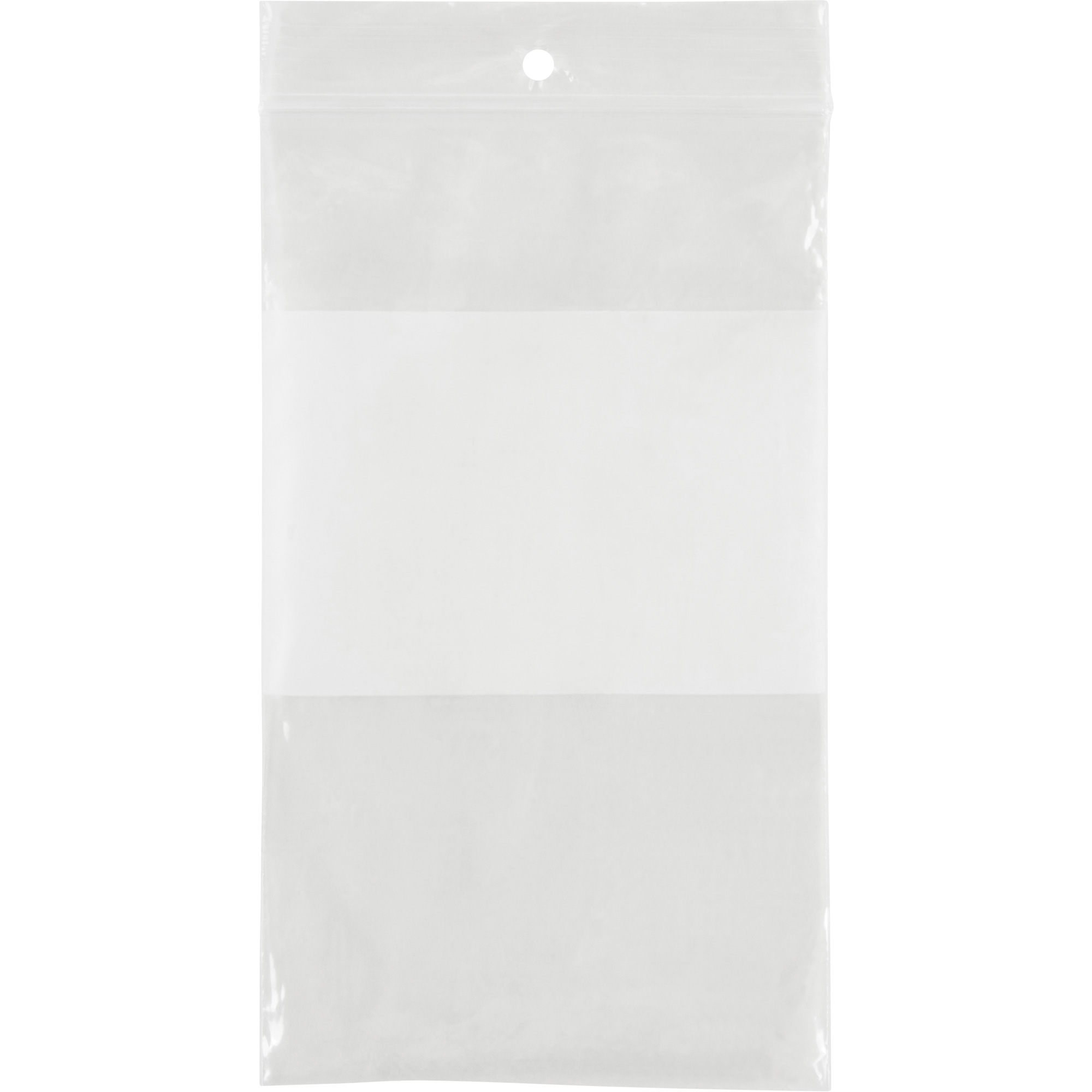 Sacs en poly avec espace inscriptible blanc, Refermable, 5" x 3", 2 mils