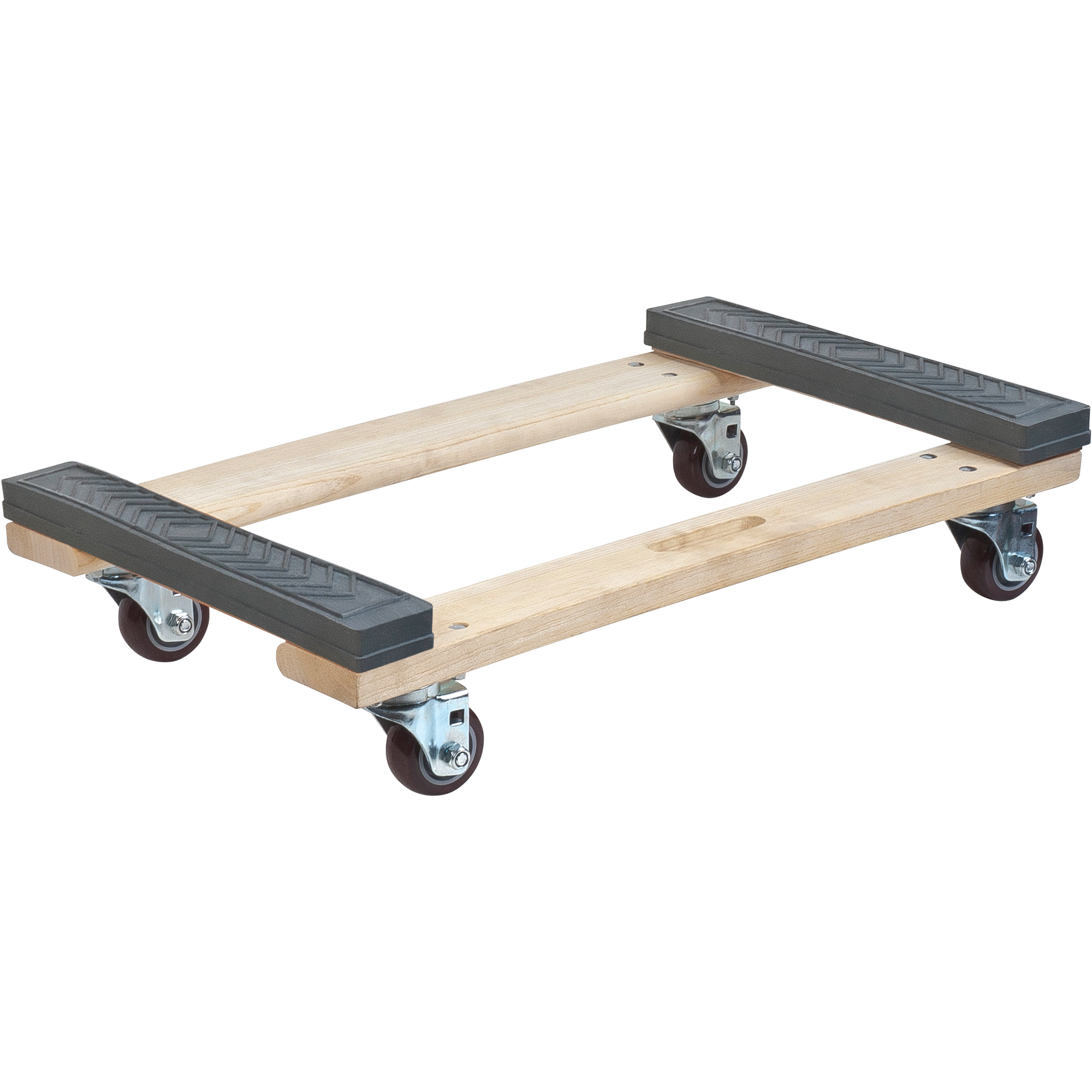 Socle roulant en bois dur à bouts avec caoutchouc, Cadre en Bois, 18" la x 24" p x 7" h, Capacité de 1400 lb