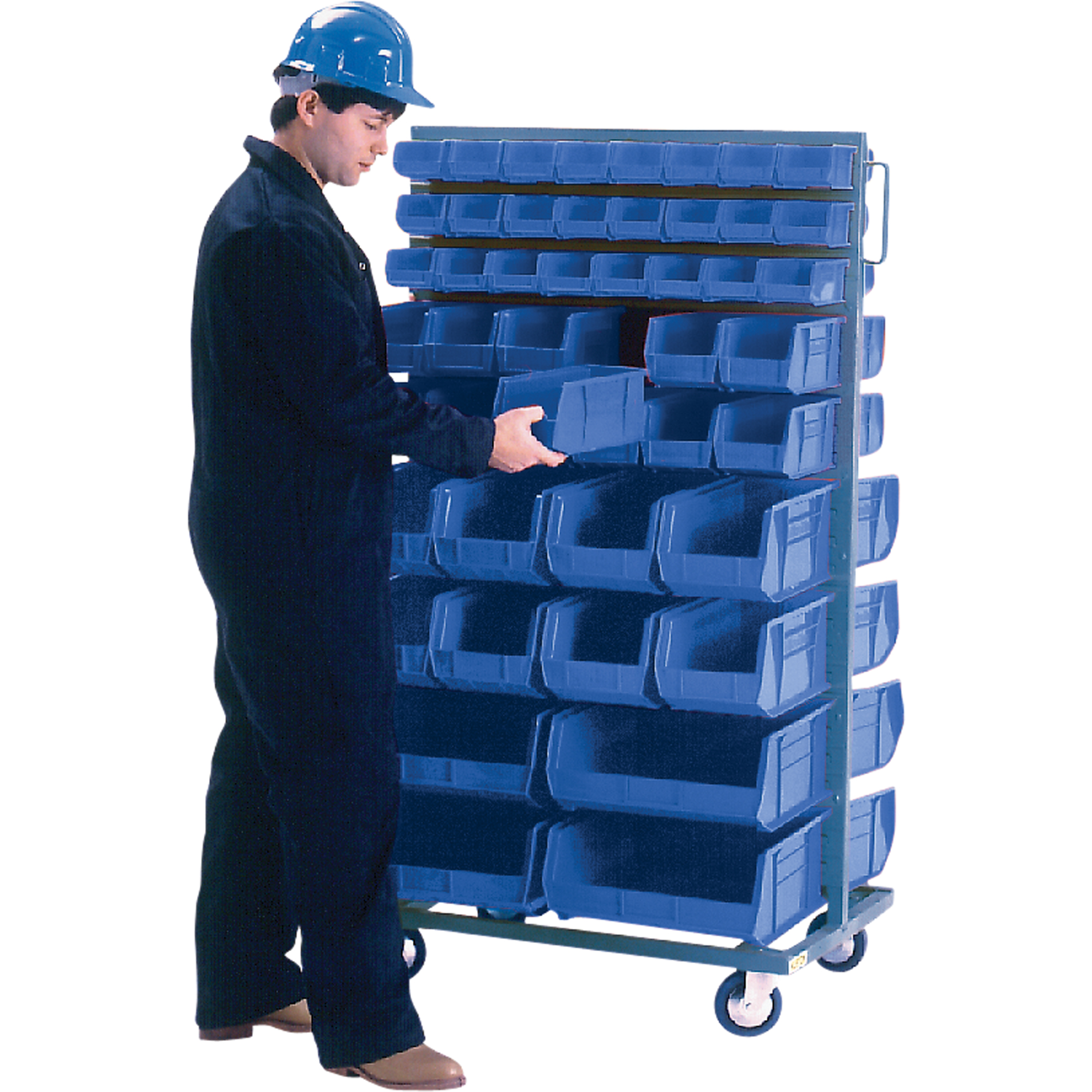 Support mobile deux côtés pour bacs, À deux côtés, 96 bacs, 36" la x 24" p x 63" h