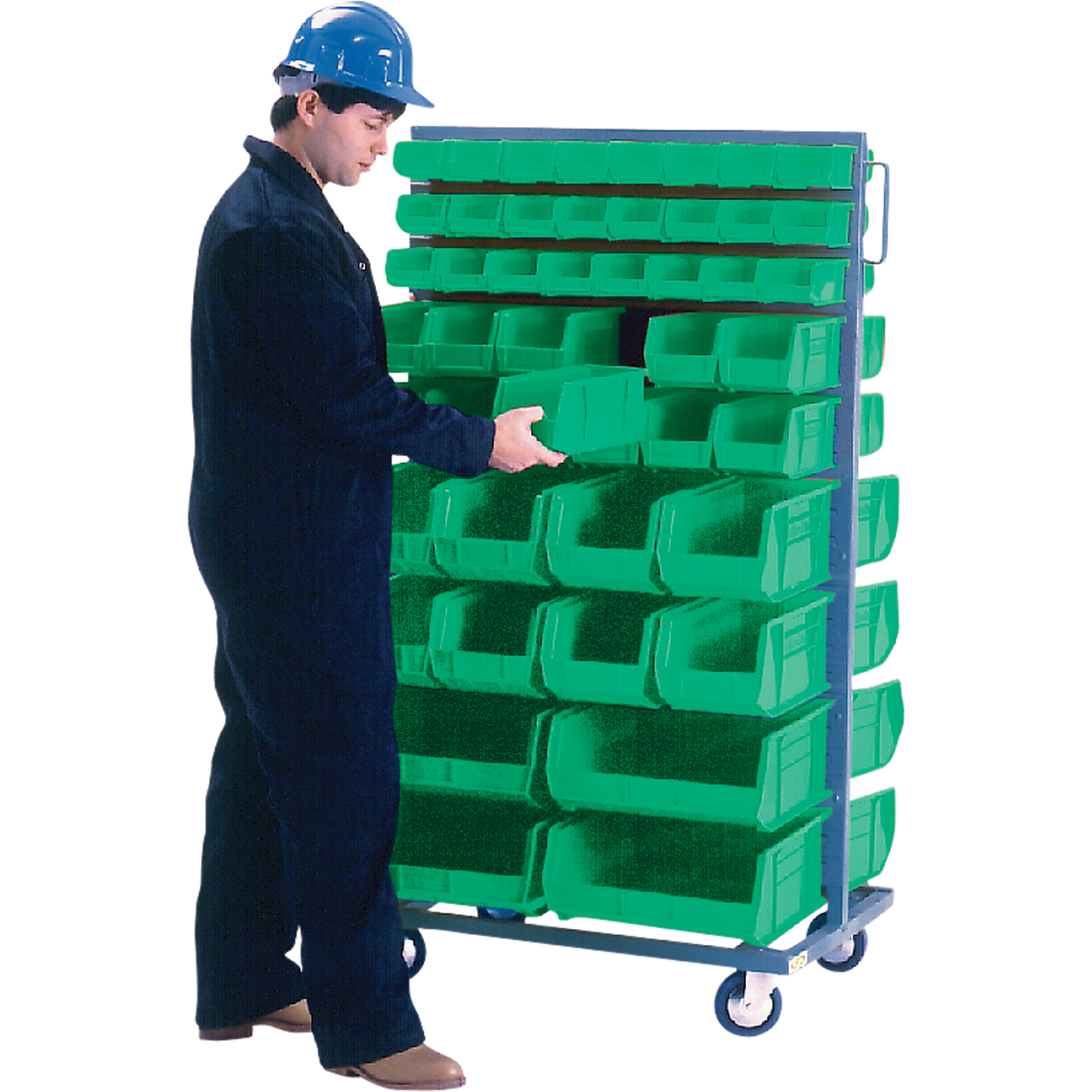 Support mobile deux côtés pour bacs, À deux côtés, 96 bacs, 36" la x 24" p x 63" h