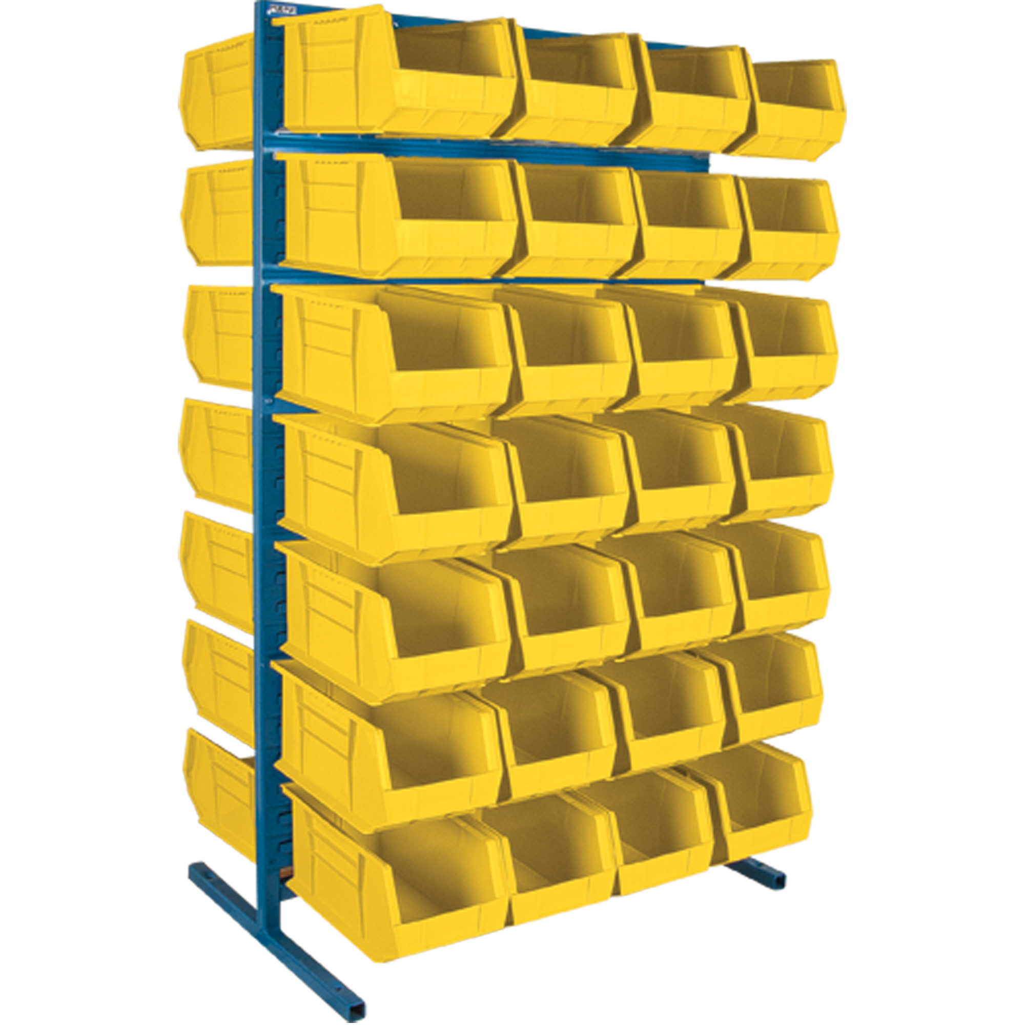 Support stationnaire deux côtés pour bacs, 36" la x 24" p x 61" h, 56 bacs
