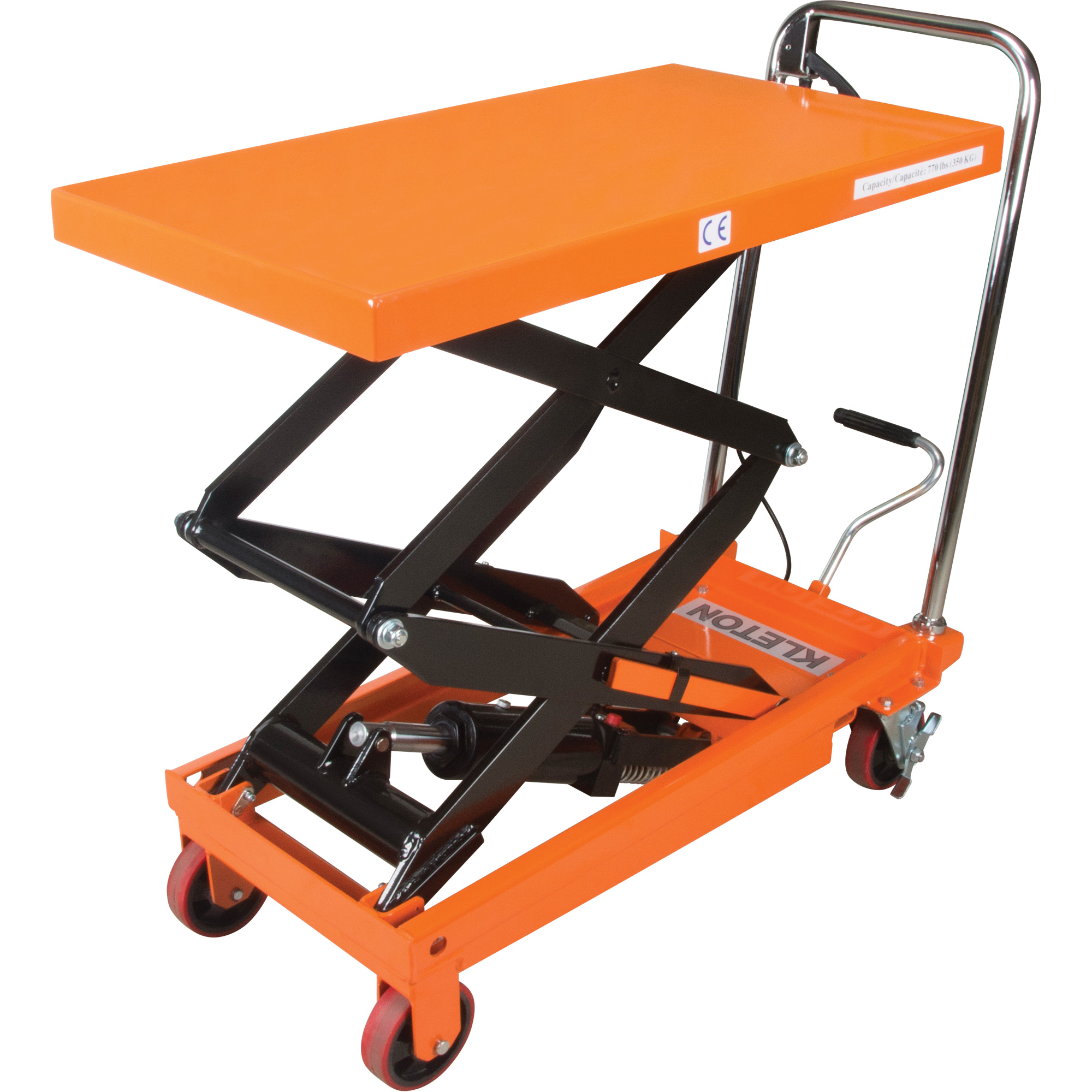 Table élévatrice à ciseaux hydraulique, 35-3/4" lo x 19-3/4" la, Acier, Capacité 770 lb