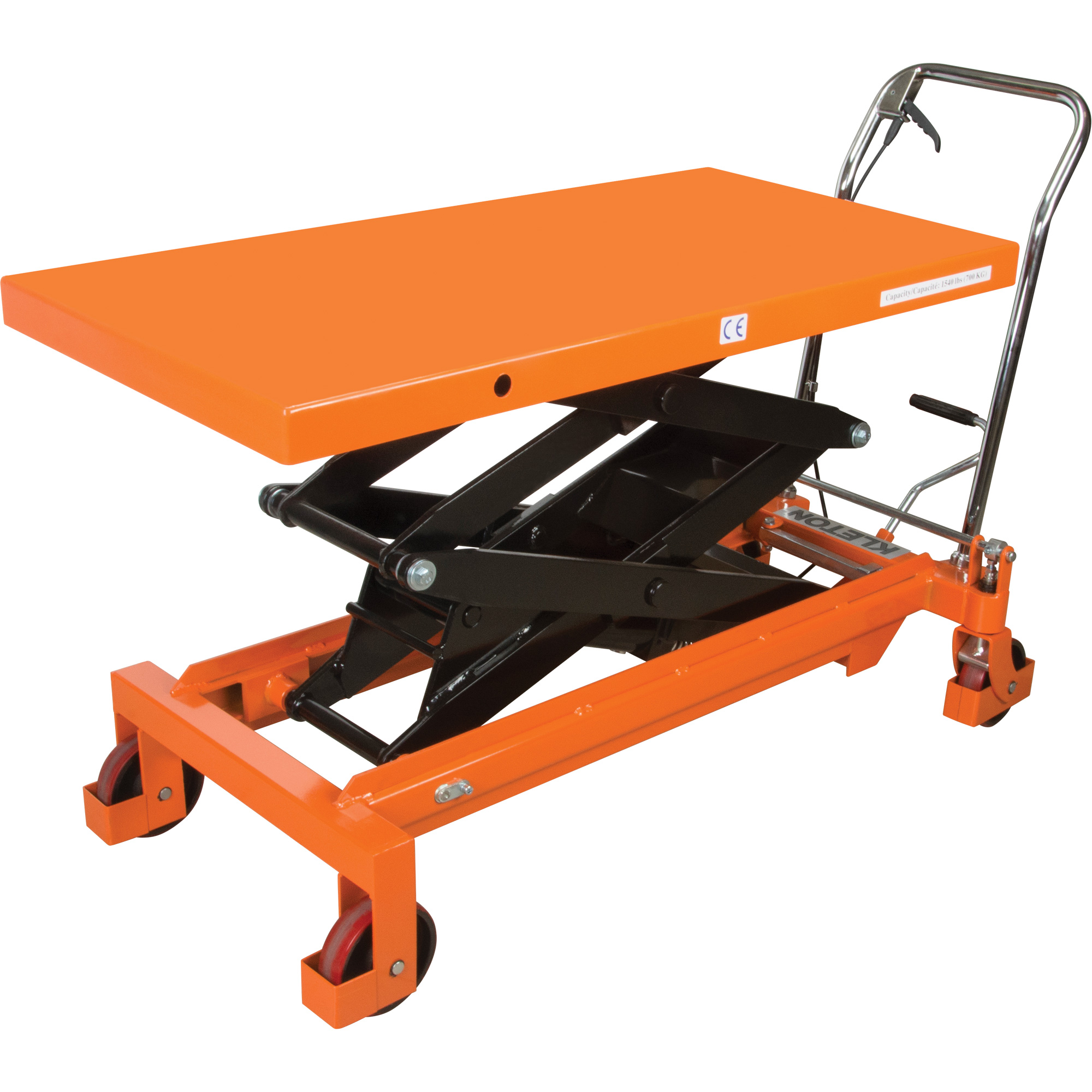 Table élévatrice à ciseaux hydraulique, 48" lo x 24" la, Acier, Capacité 1540 lb