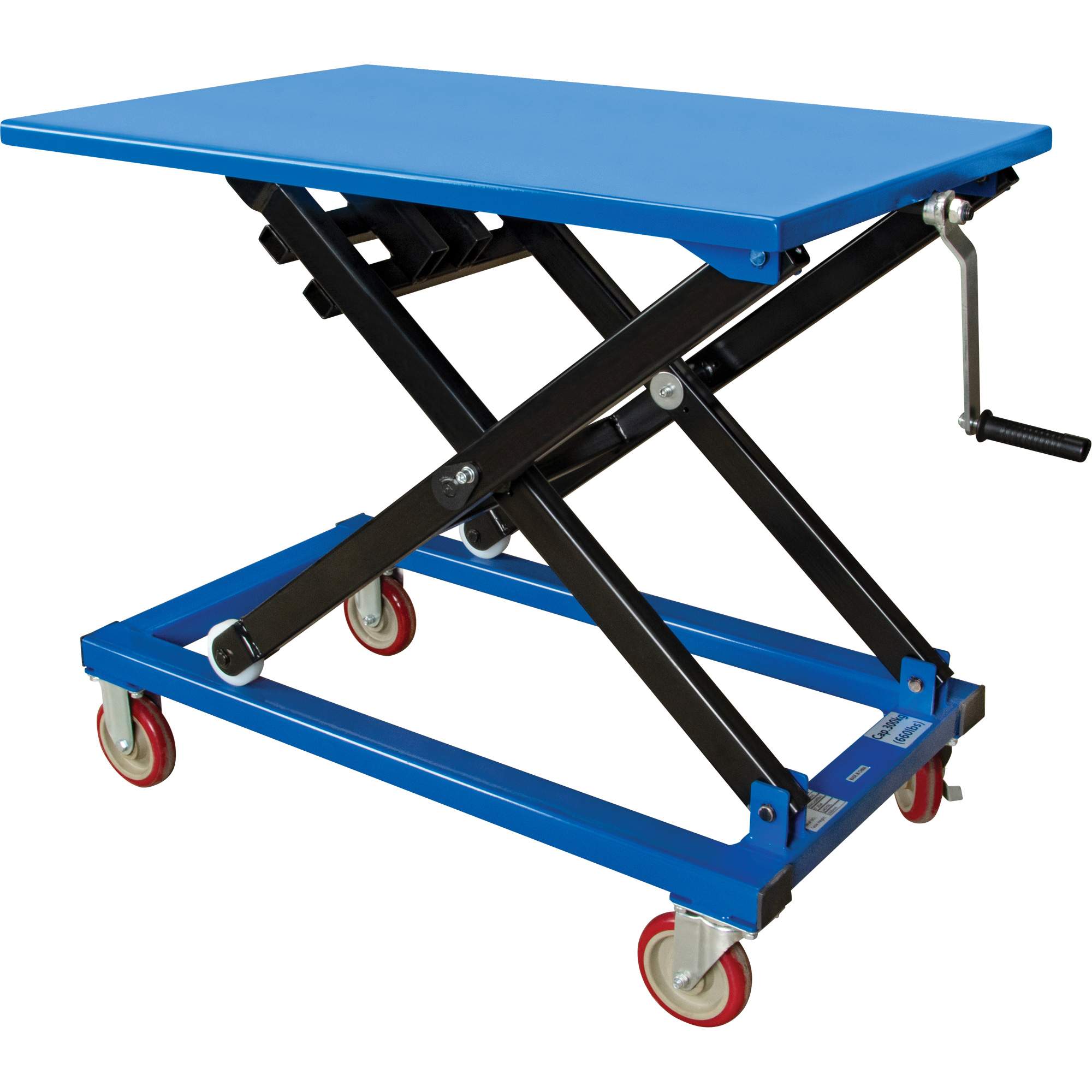 Table élévatrice manuelle à ciseaux, 37-3/8" lo x 23-5/8" la, Acier, Capacité 660 lb