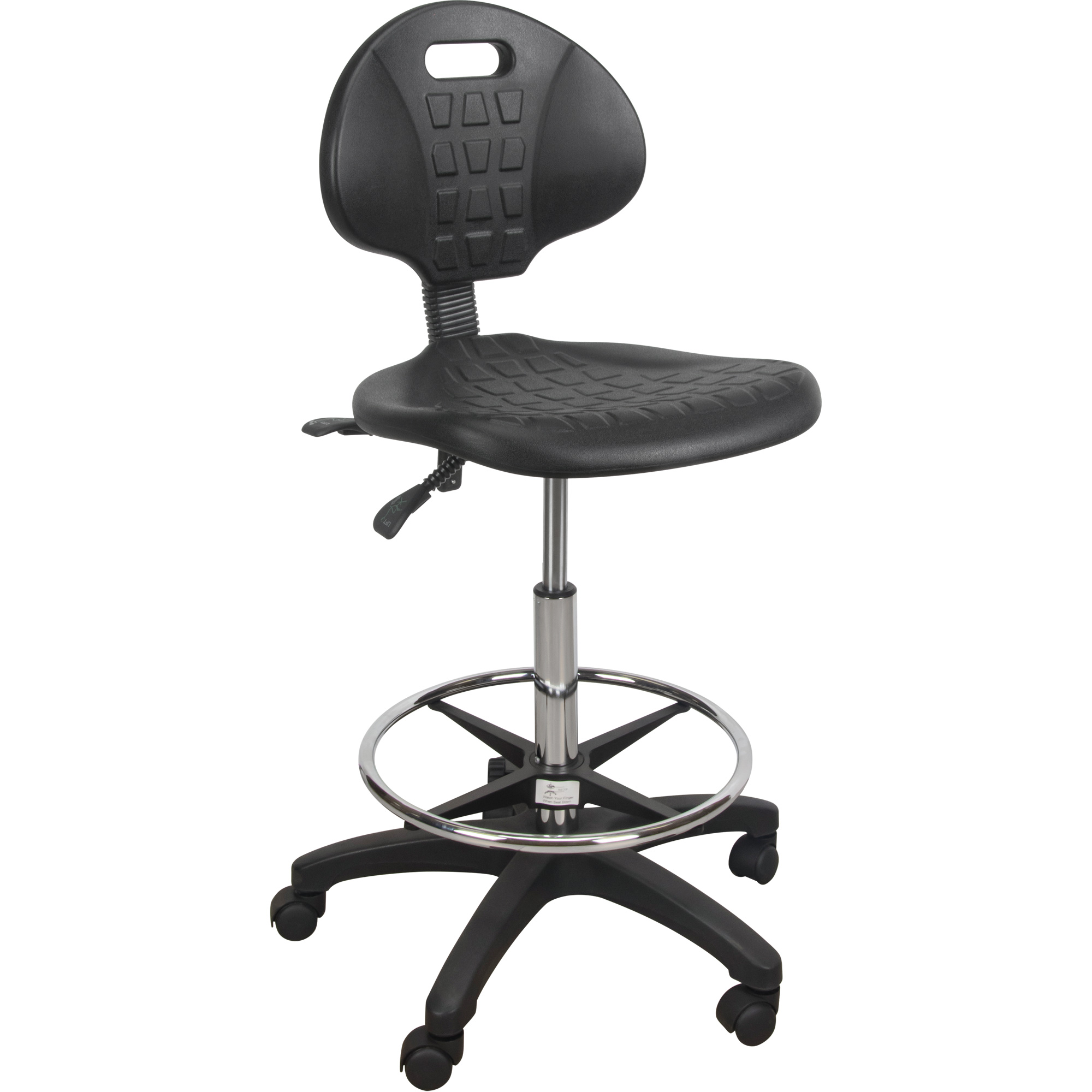 Tabouret robuste et ergonomique, Mobile, Ajustable, 39" - 48", Polyuréthane Siège, Noir
