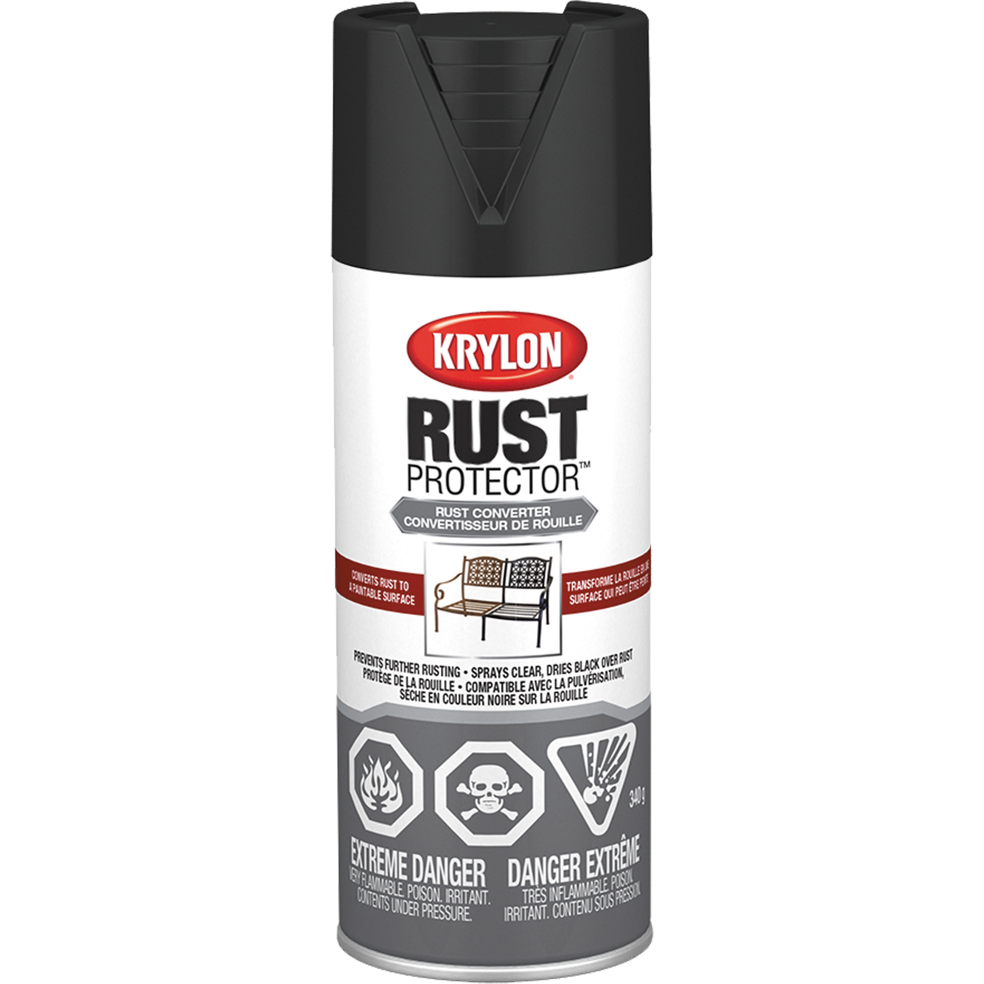 Apprêt convertisseur de rouille Rust ProtectorMD, Apprêt noir, Très mat, 12 oz, Canette aérosol