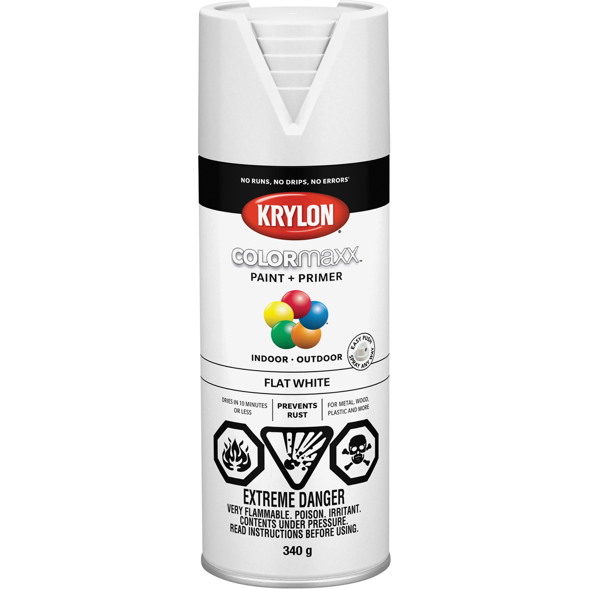 Apprêt + peinture COLORmaxxMC, Blanc, Très mat, 12 oz, Canette aérosol