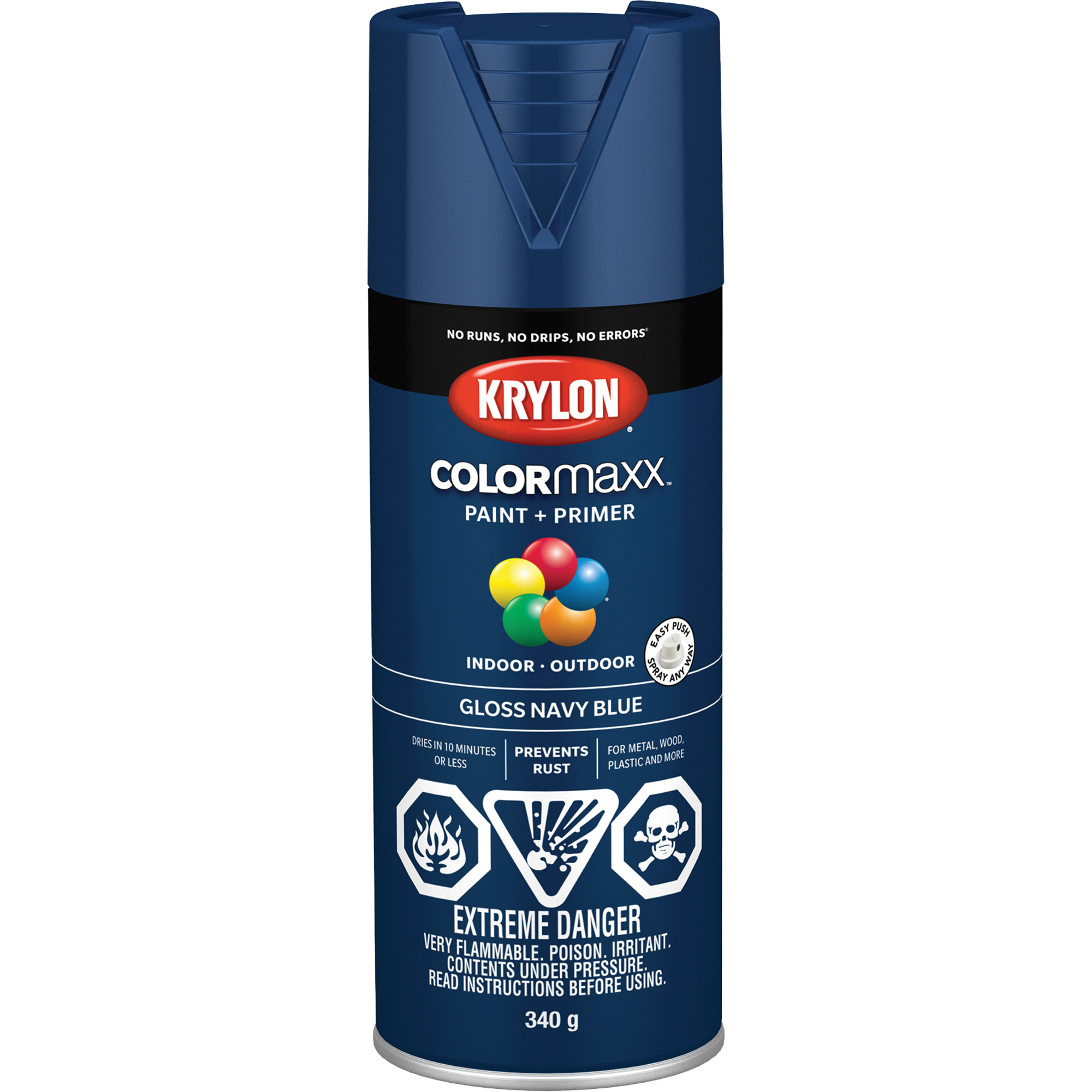 Apprêt + peinture COLORmaxxMC, Bleu marin, Brillant, 12 oz, Canette aérosol