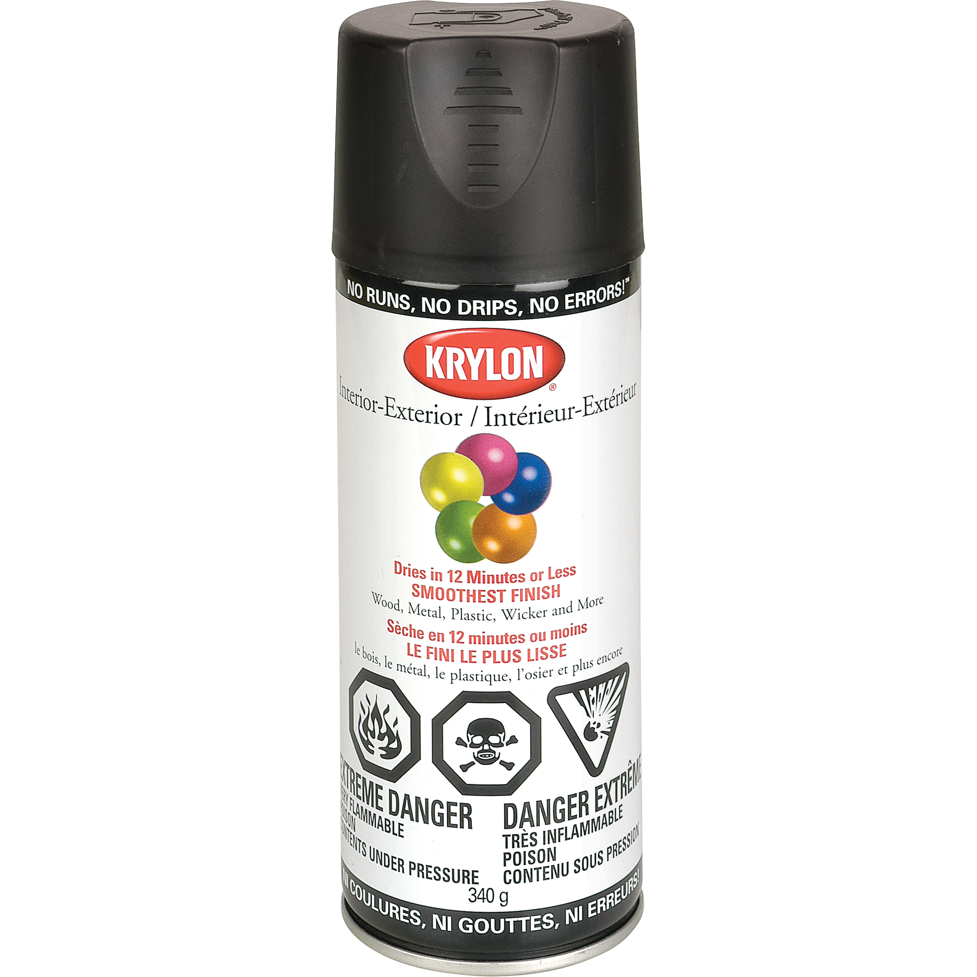 Laque industrielle Acryli-QuikMC, Noir, Semi-mat, 12 oz, Canette aérosol