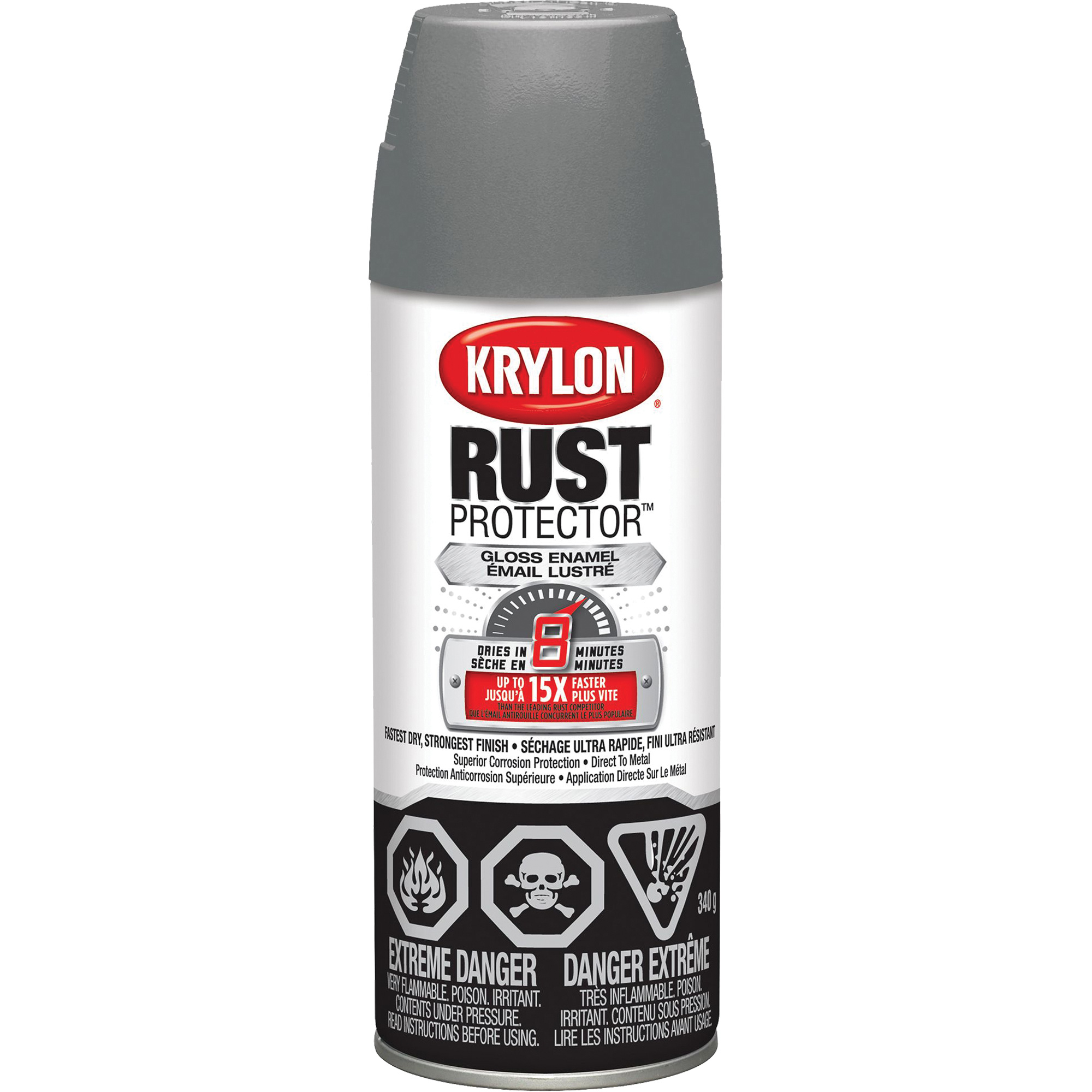 Peinture à émail Rust ProtectorMD, Gris, Très mat, 340 g, Canette aérosol
