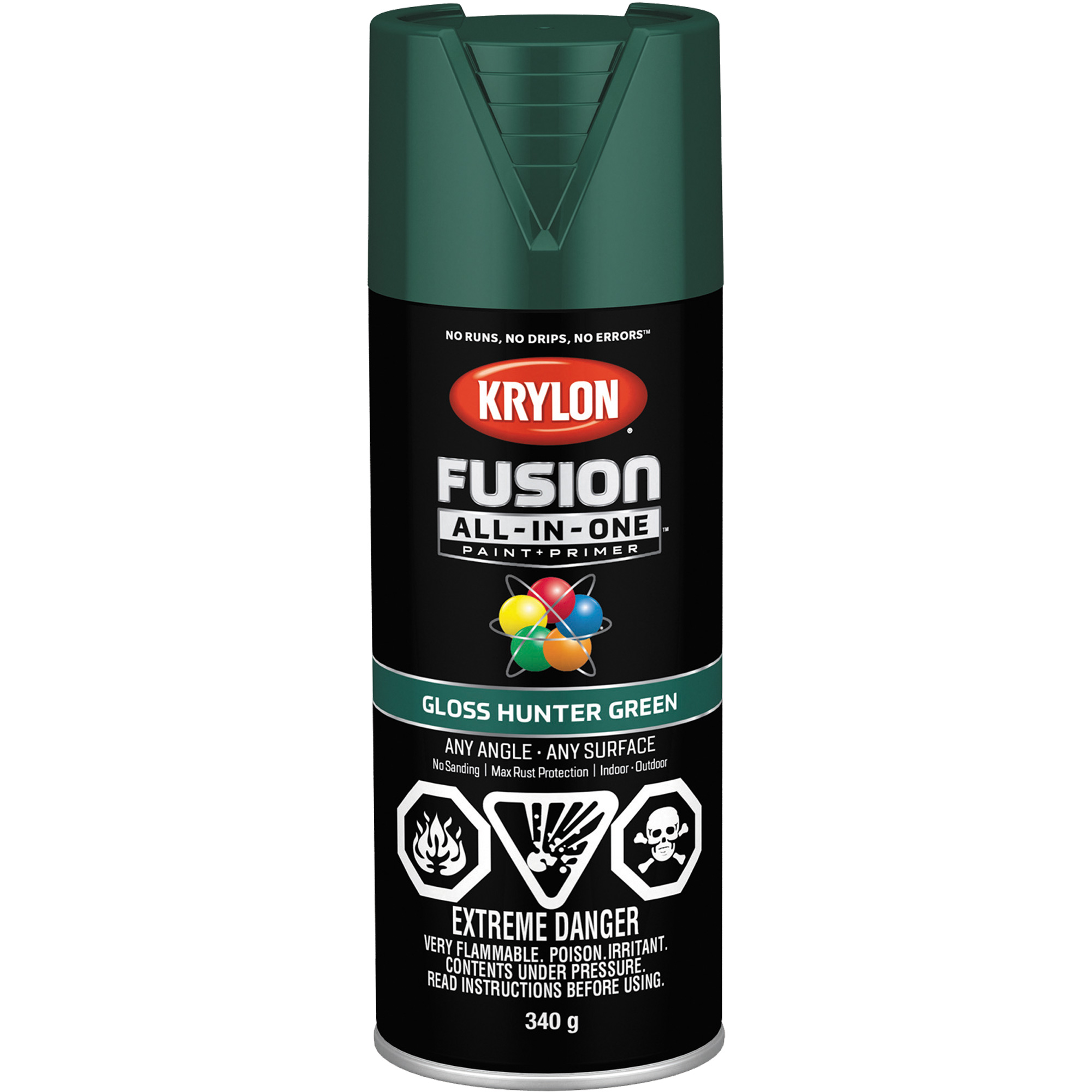 Peinture à pulvériser tout en un Fusion, Vert chasseur, Brillant, 12 oz, Canette aérosol