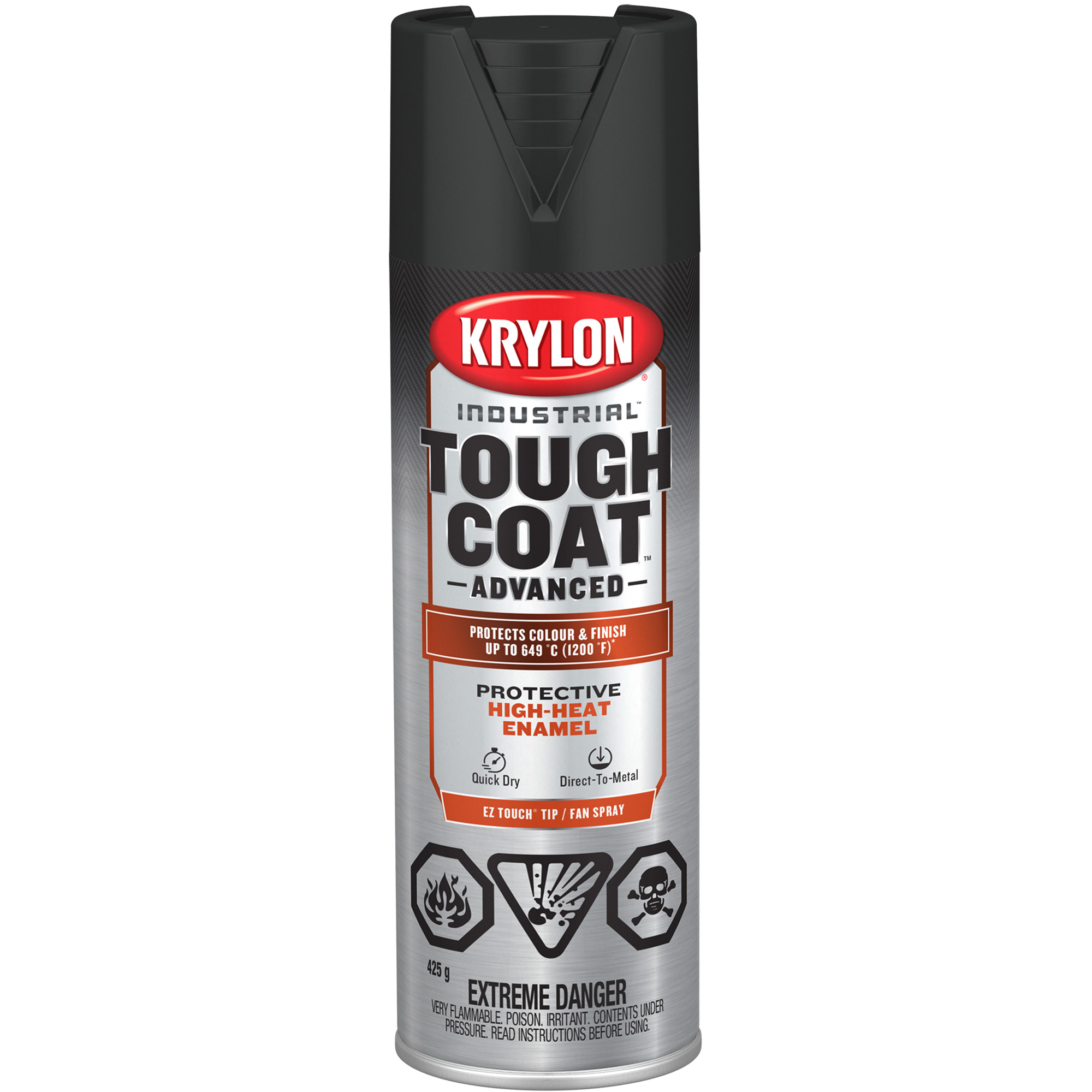 Peinture industrielle à chaleur élevée Tough CoatMD Advanced, Noir haute température, Plat, 425 g, Canette aérosol