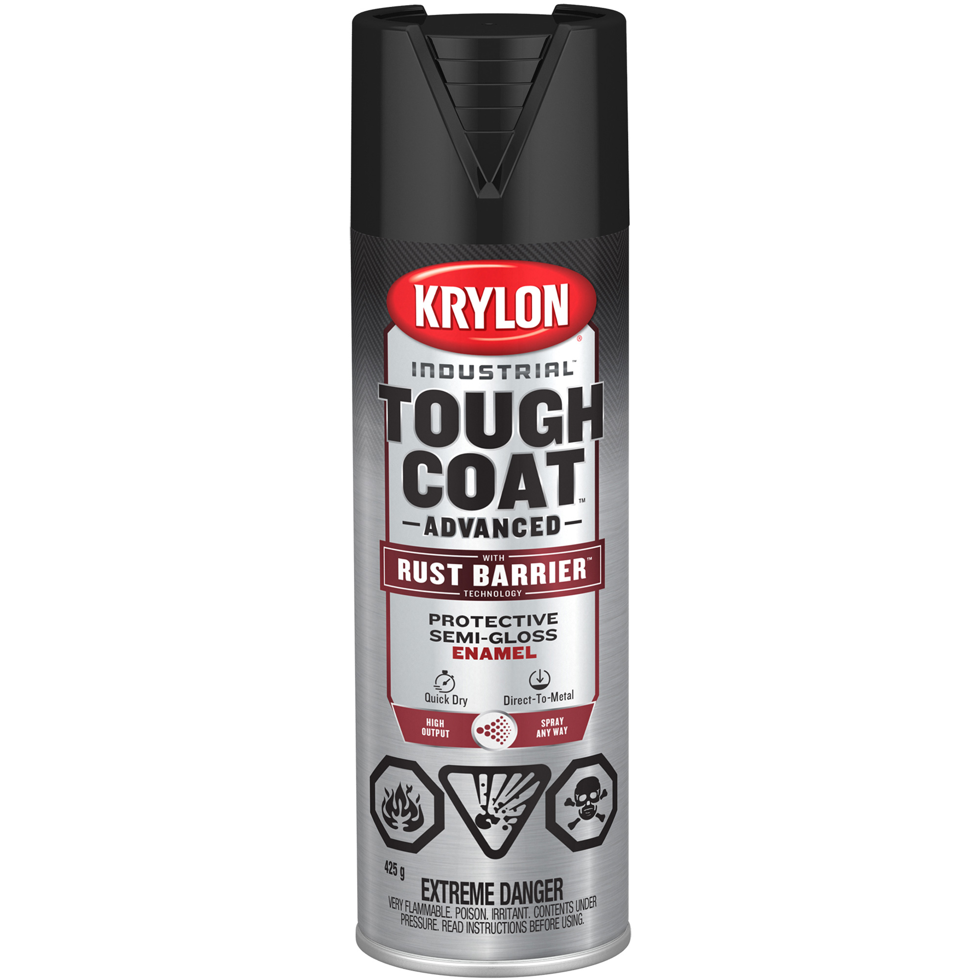 Peinture Tough CoatMD avec technologie Rust BarrierMC, Noir, Semi-brillant, 425 g, Canette aérosol