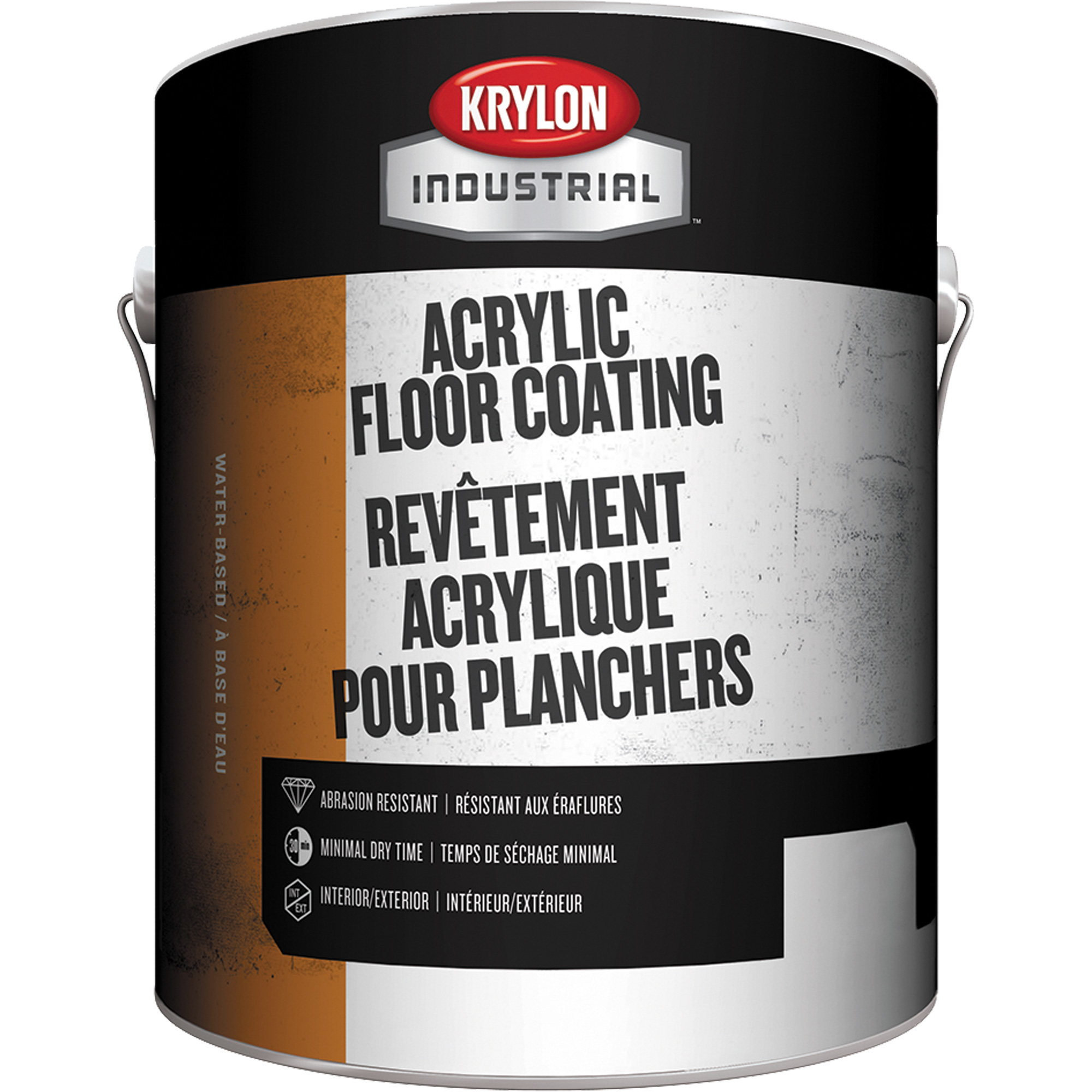 Revêtement industriel pour plancher, 1 gal., À l'eau, Semi-brillant, Gris