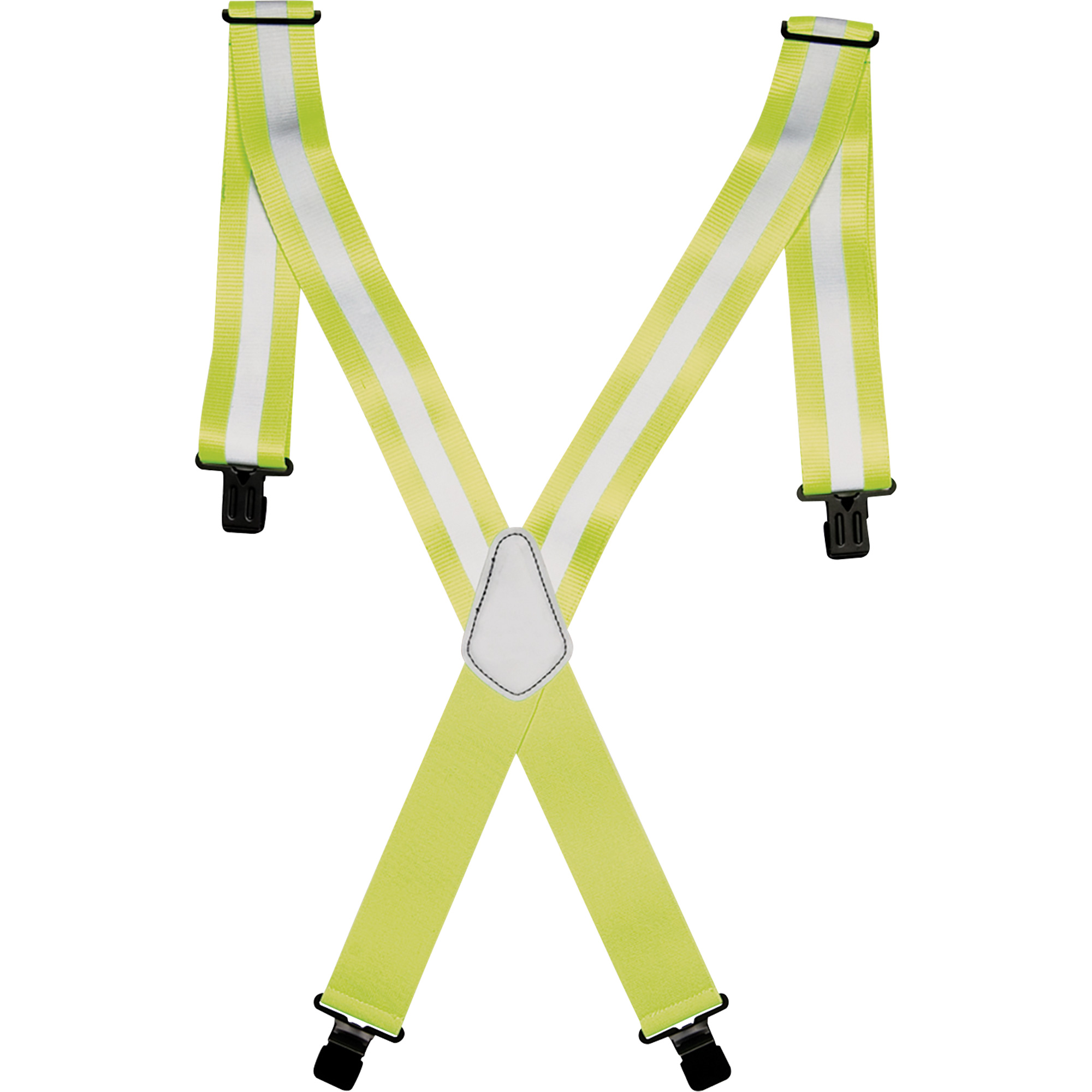 Bretelles de travail haute visibilité 2", Jaune lime haute visibilité, Couleur réfléchissante Argent, Taille unique