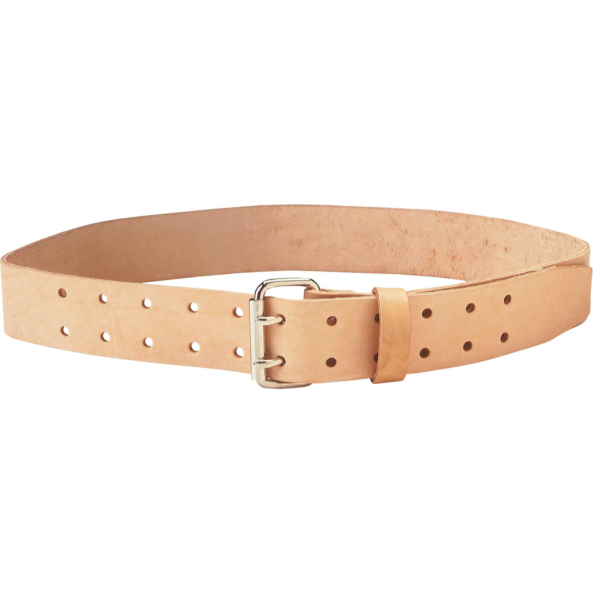Ceinture à double ardillon, Cuir, Beige