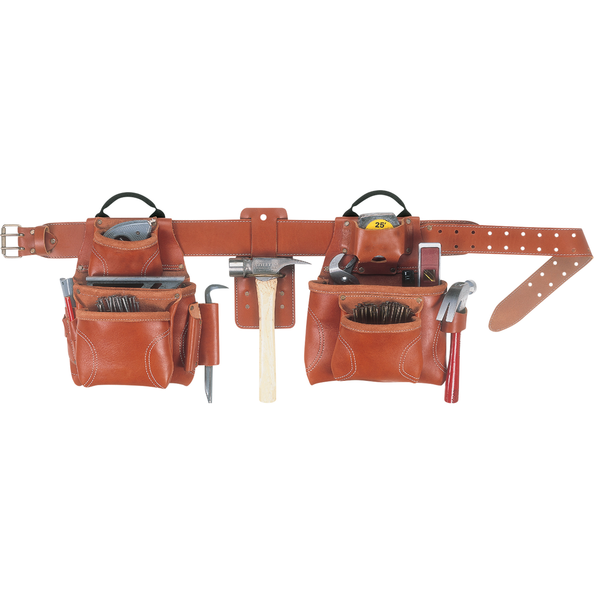 Ceinture à outils combinée de luxe, Cuir, Havane