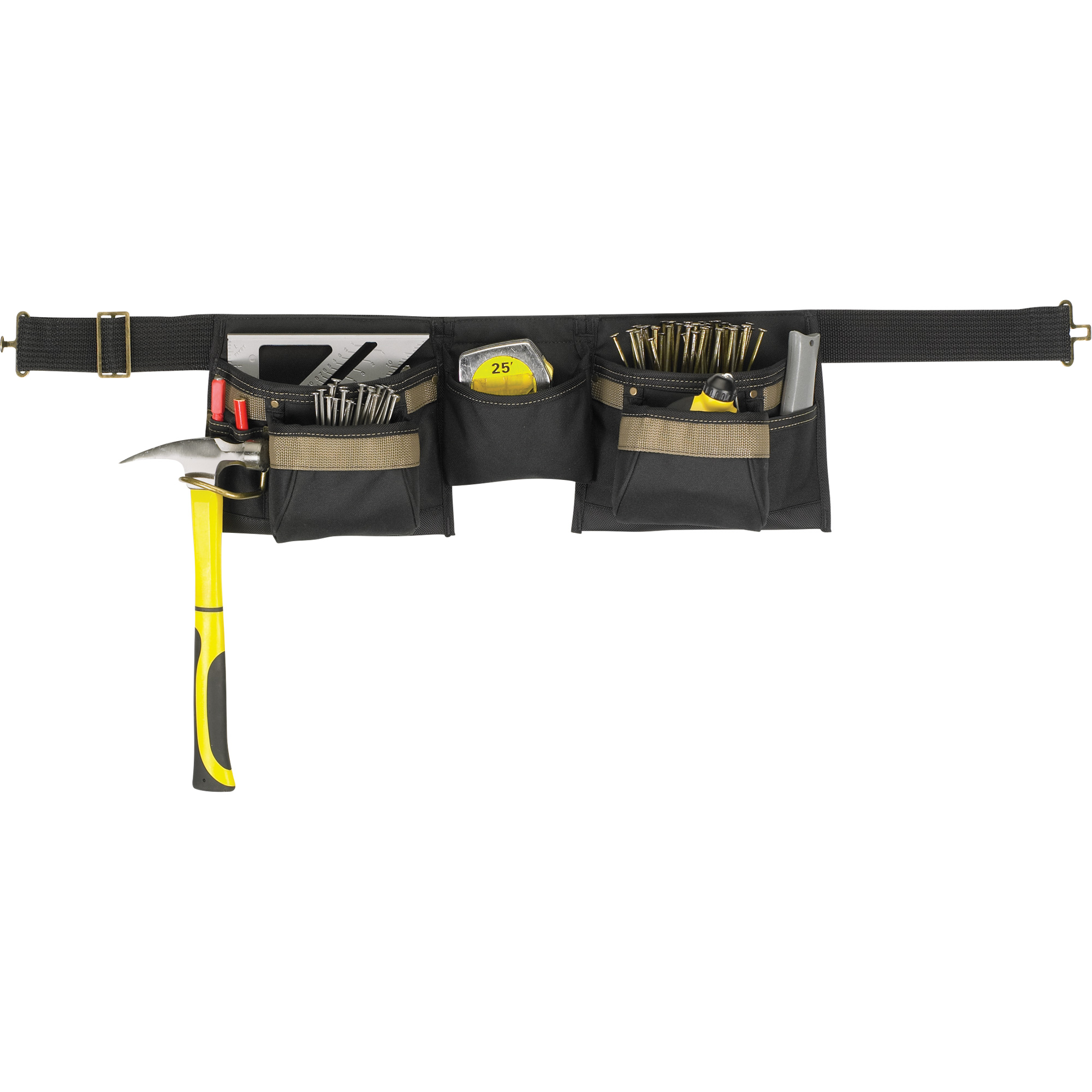Ceinture à outils combinée de luxe, Polyester, Noir