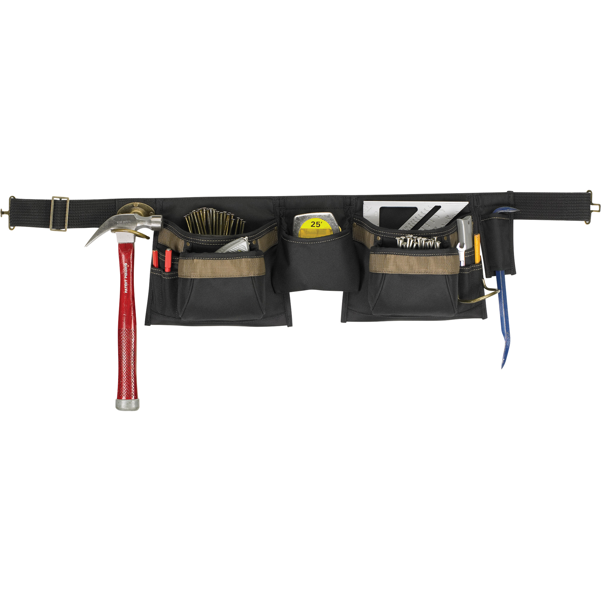 Ceinture à outils combinée de luxe, Polyester, Noir