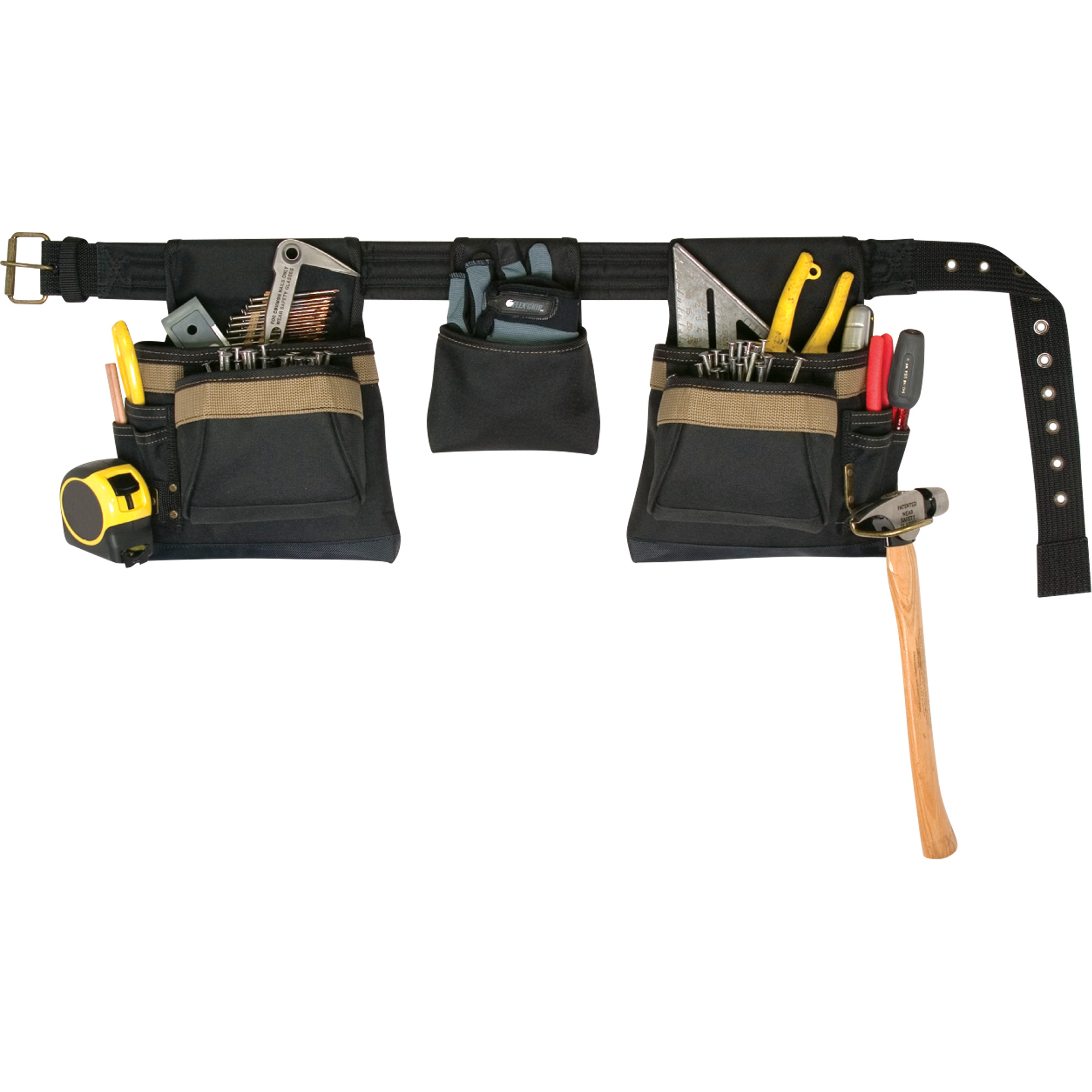 Ceinture à outils combinée de luxe, Polyester, Noir