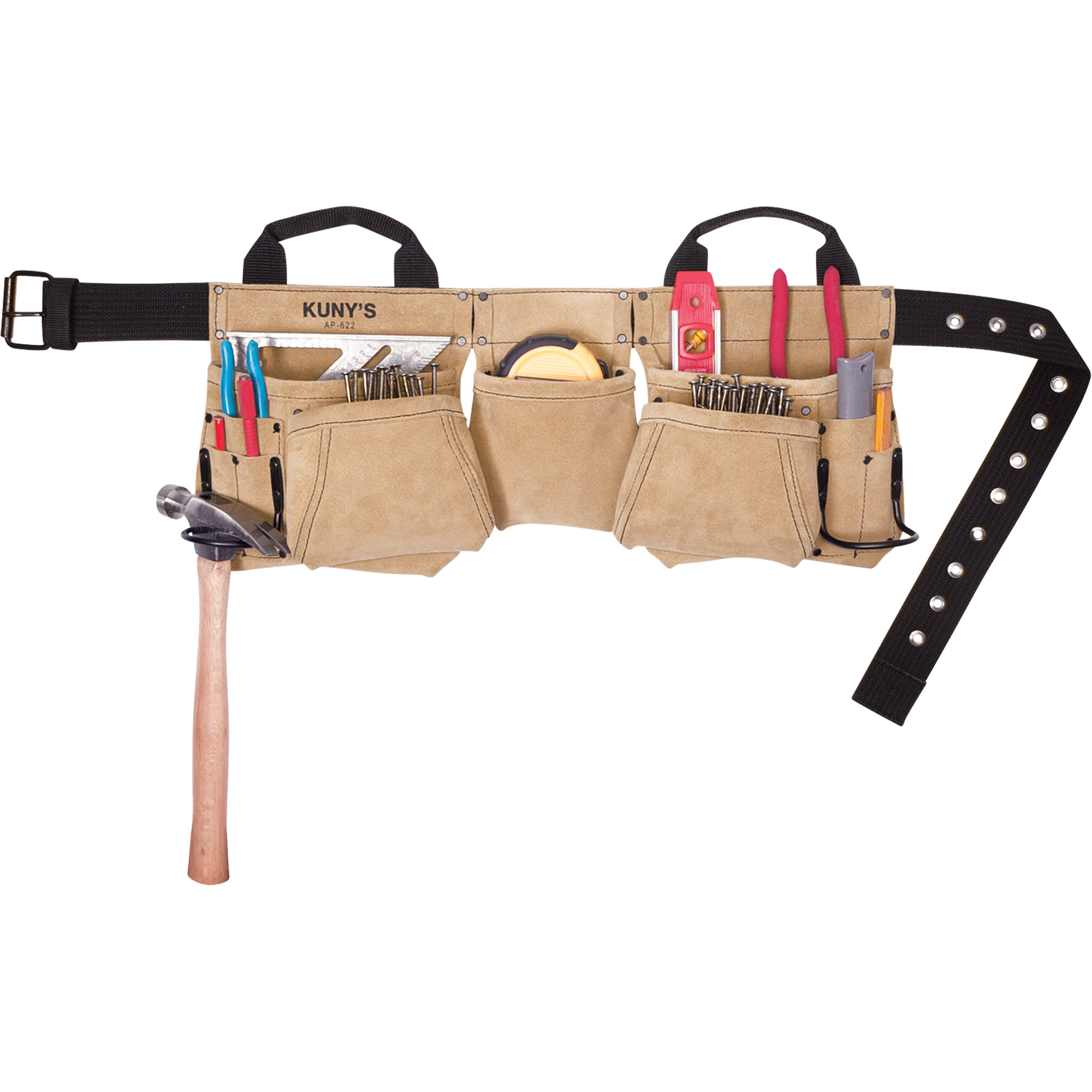 Ceinture à outils pour menuisier, Cuir, Havane