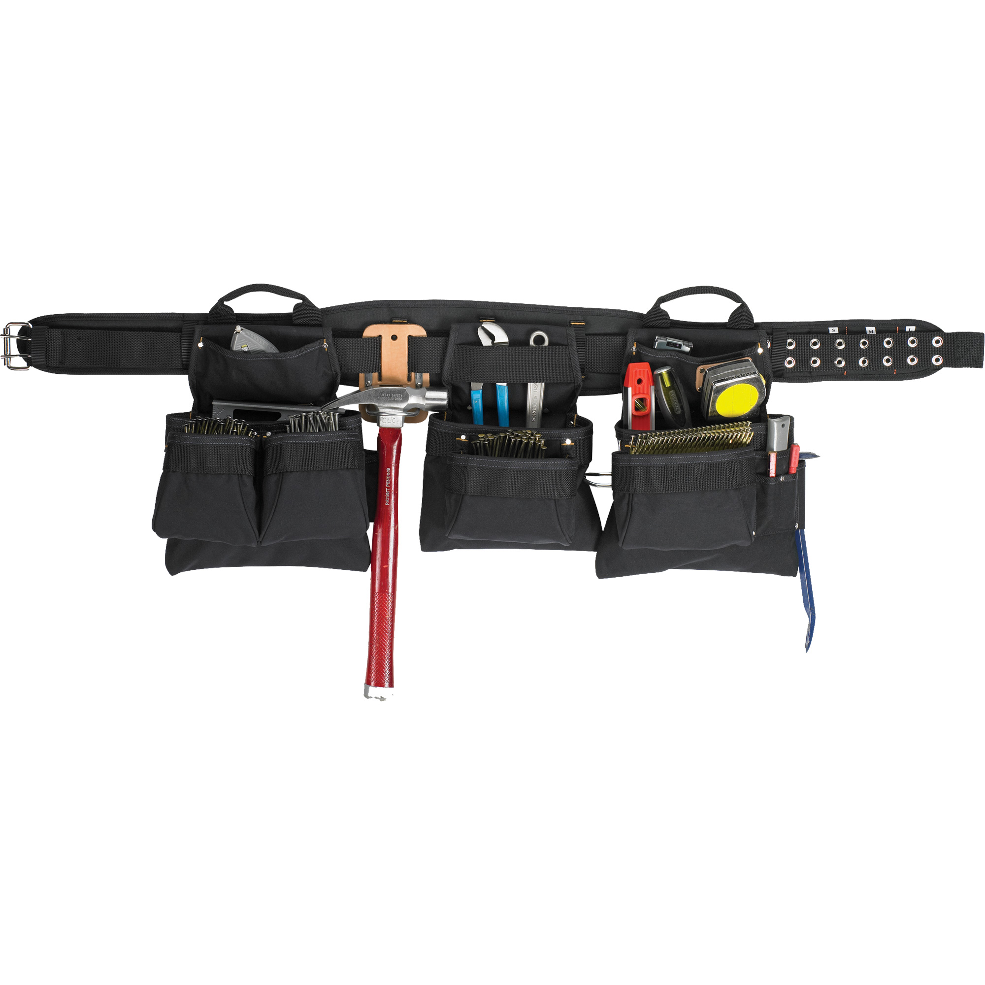 Ceinture à outils professionnelle pour menuisier, Polyester, Noir