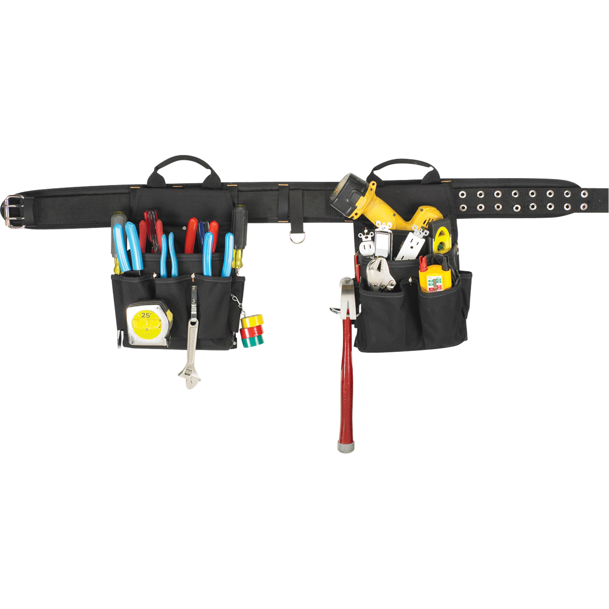 Combinés de ceinture à outils à 20 pochettes, Polyester, Noir