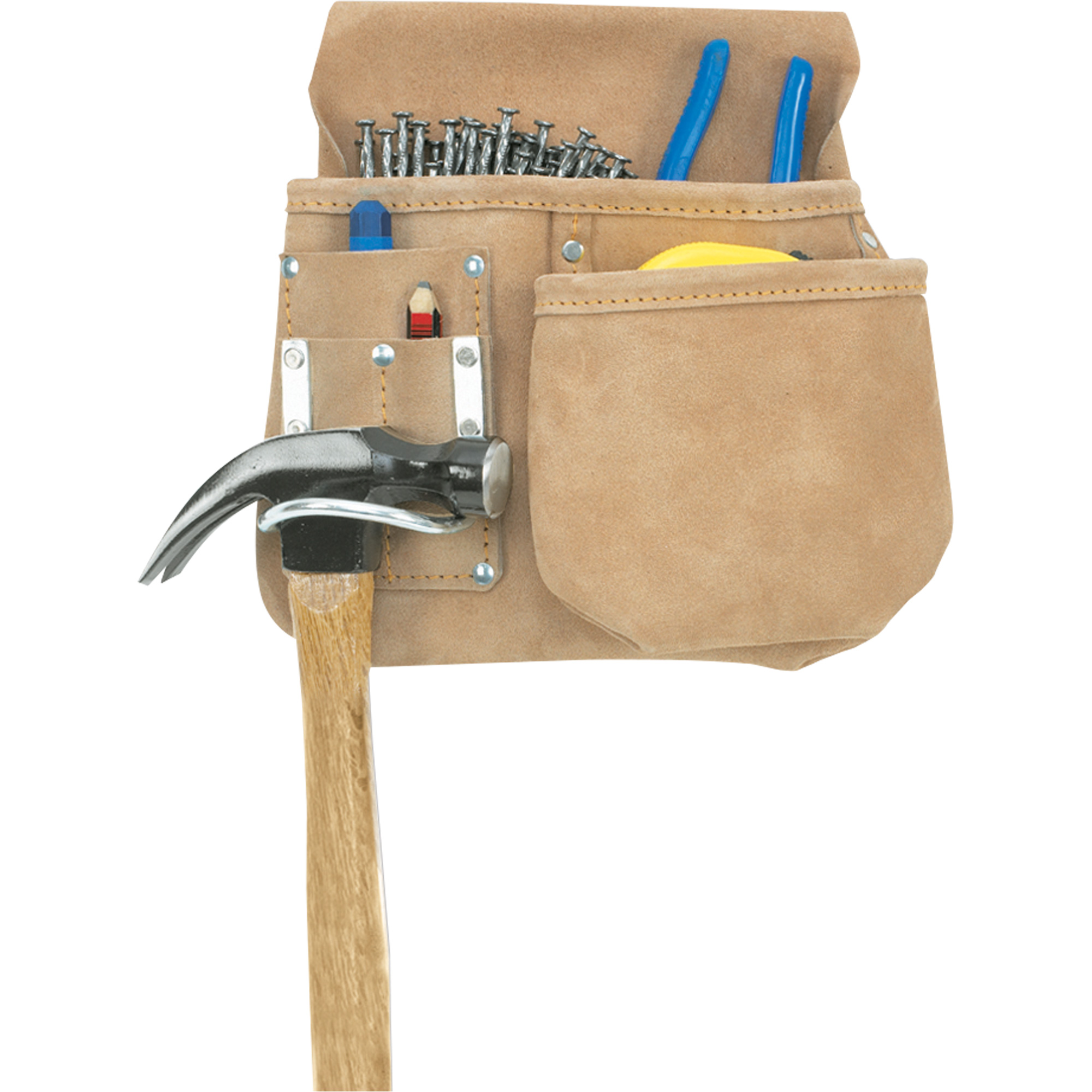 Poche pour apprenti menuisier, Porte-outil multiple, Cuir, 5 Poches