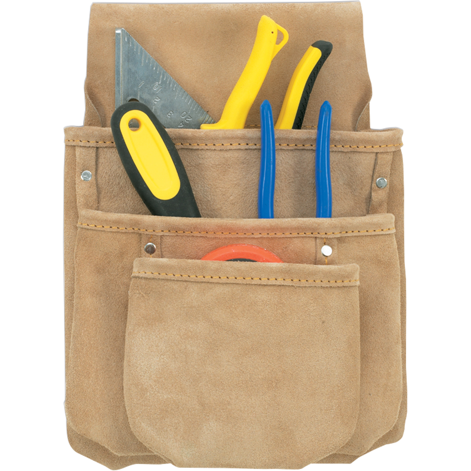 Poche pour outils de travail des cloisons sèches, Porte-outil multiple, Cuir, 3 Poches